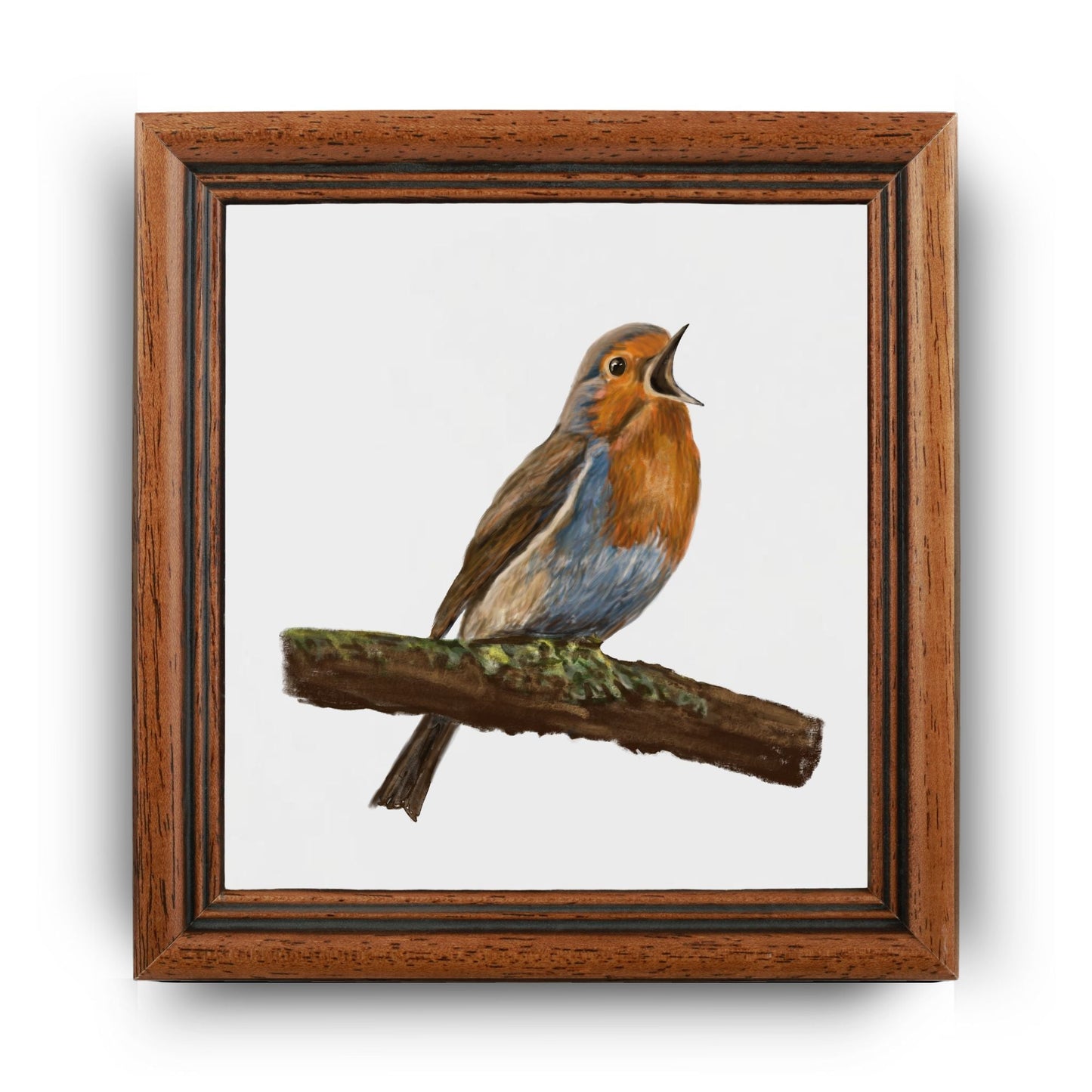 Singing Robin Ceramic Tile – Handcrafted Bird Art - MerikaArt