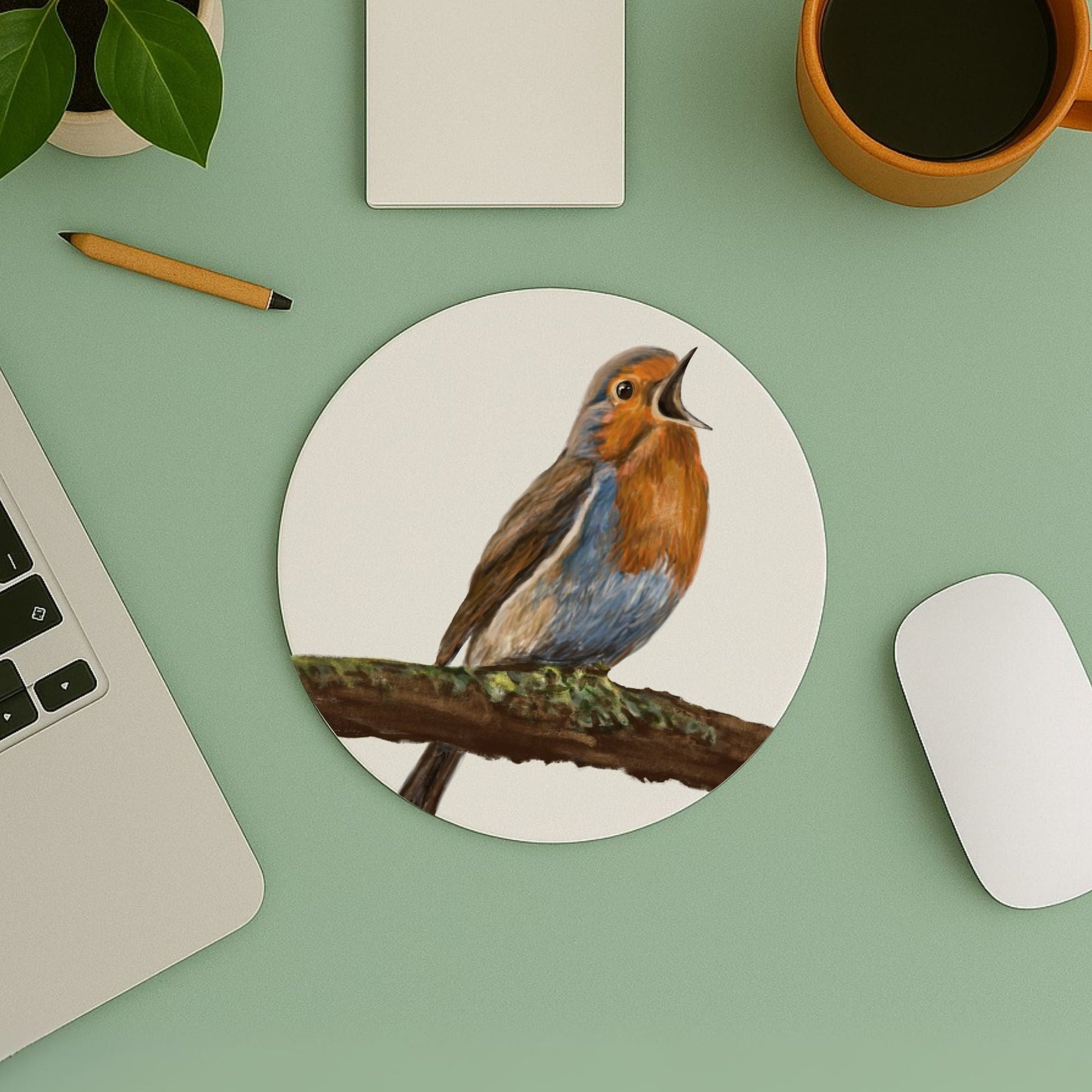 Singing Robin Mousepad - MerikaArt