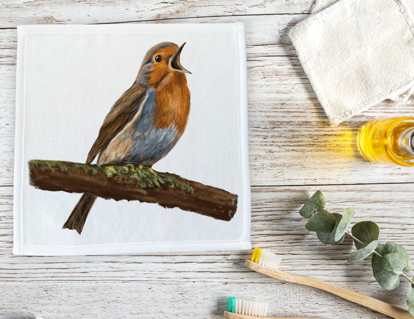 Singing Robin Washcloth - MerikaArt