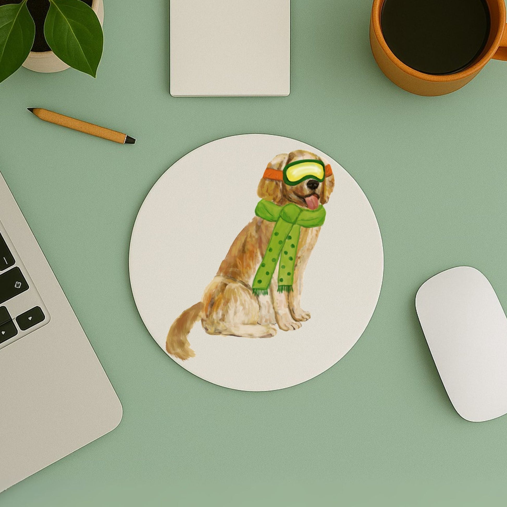 Ski Golden Retriever Mousepad - MerikaArt