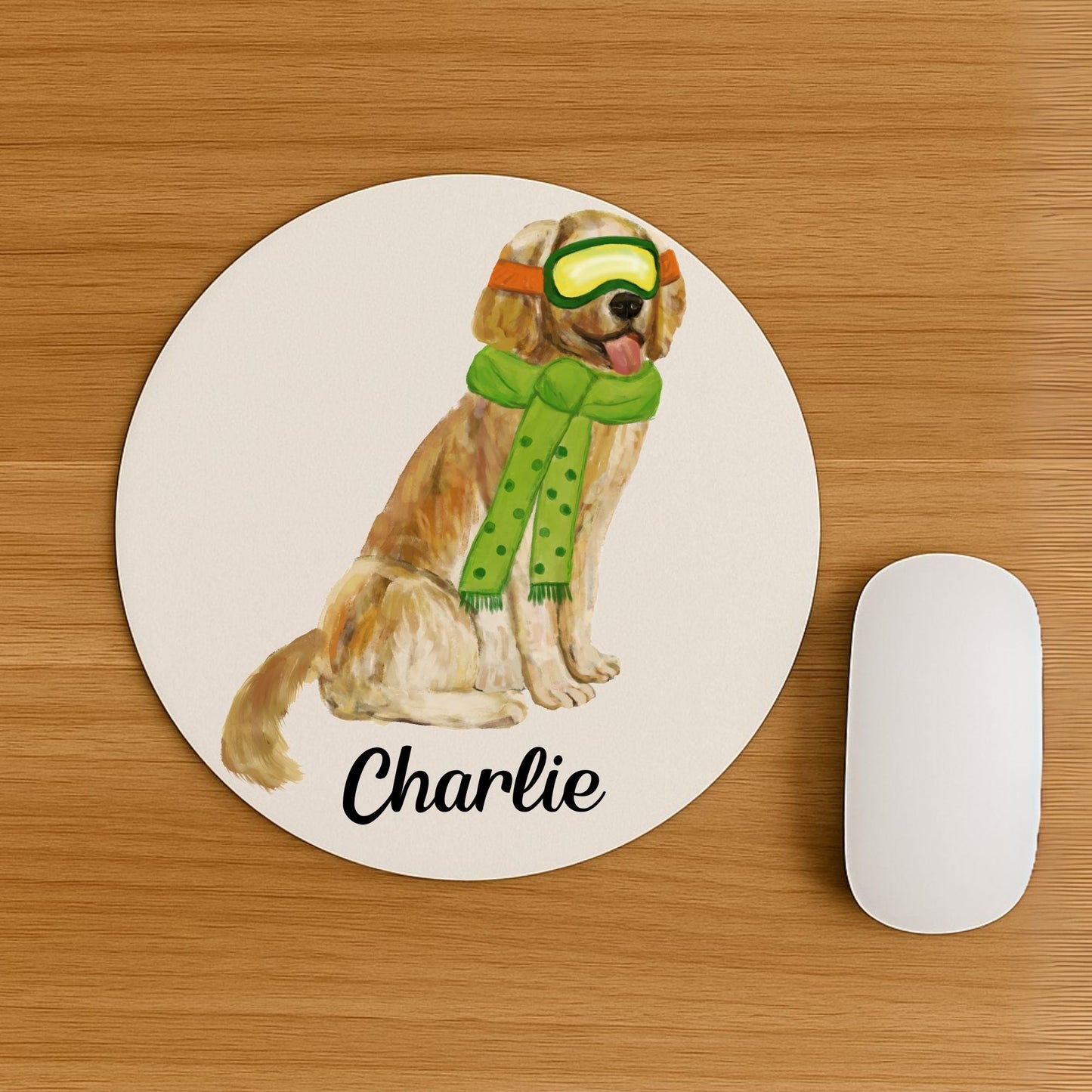 Ski Golden Retriever Mousepad - MerikaArt