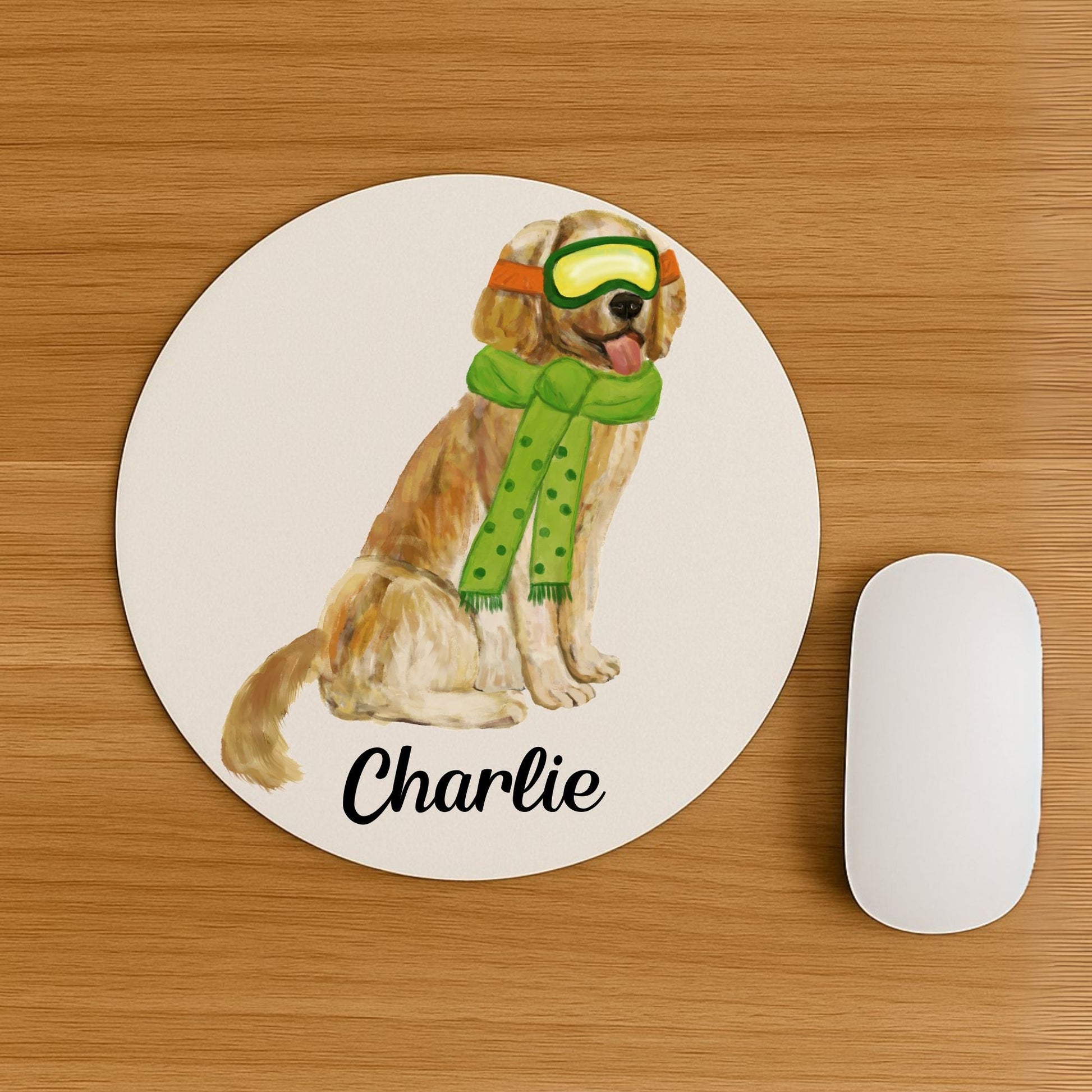 Ski Golden Retriever Mousepad - MerikaArt