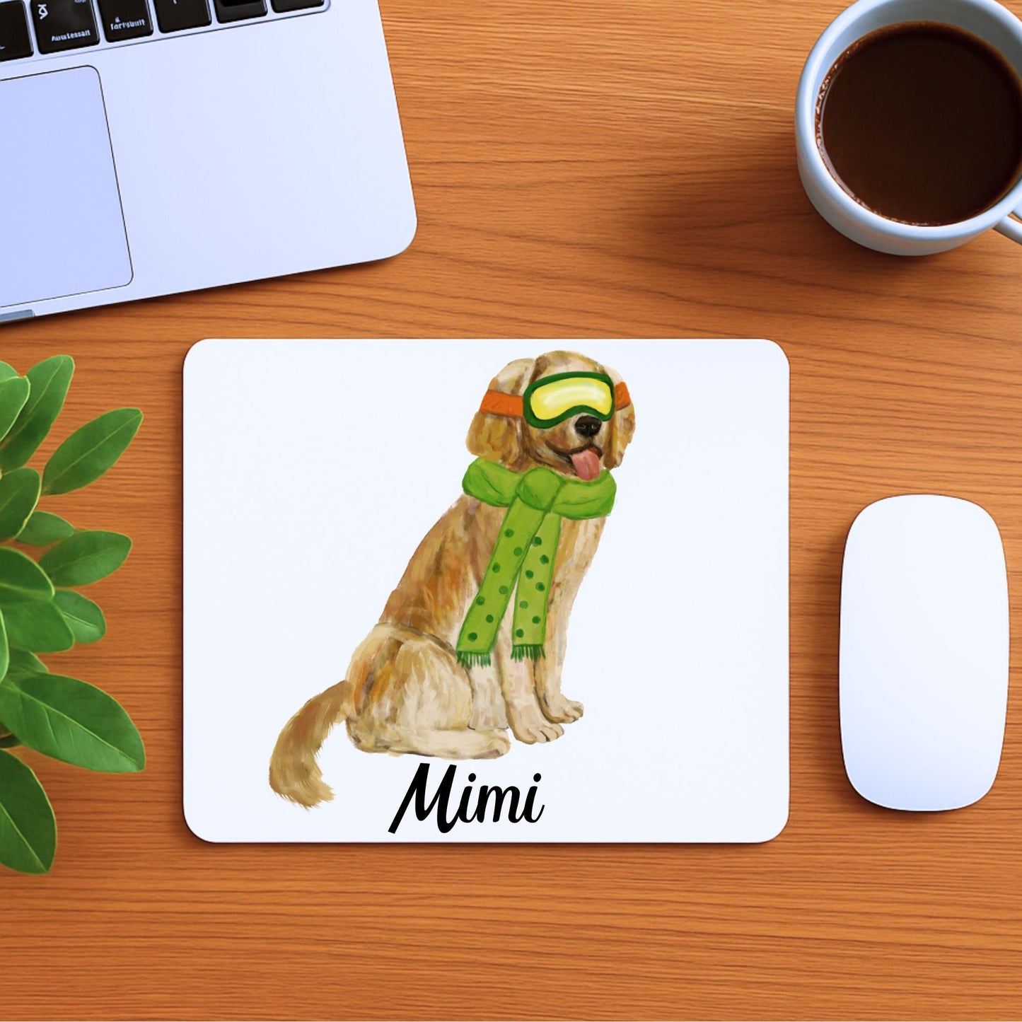 Ski Golden Retriever Mousepad - MerikaArt