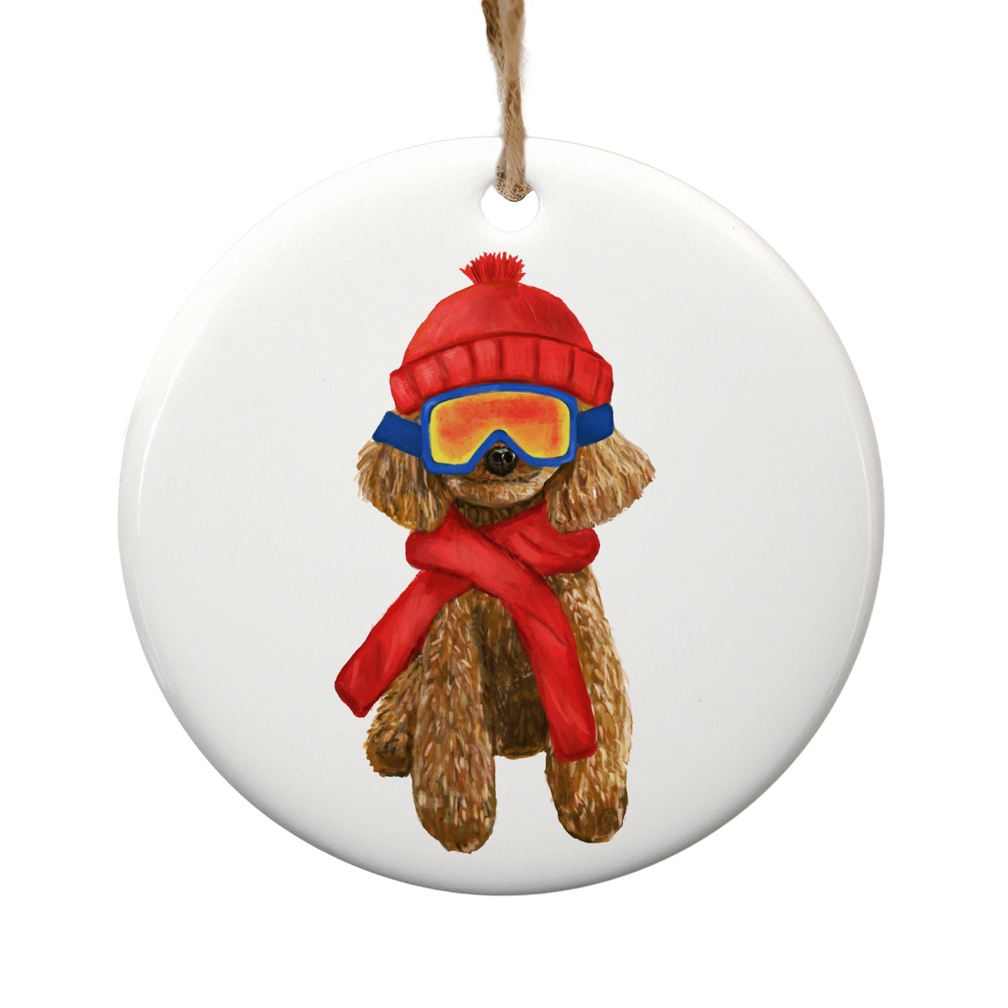 Ski Poodle Christmas Ornament - MerikaArt