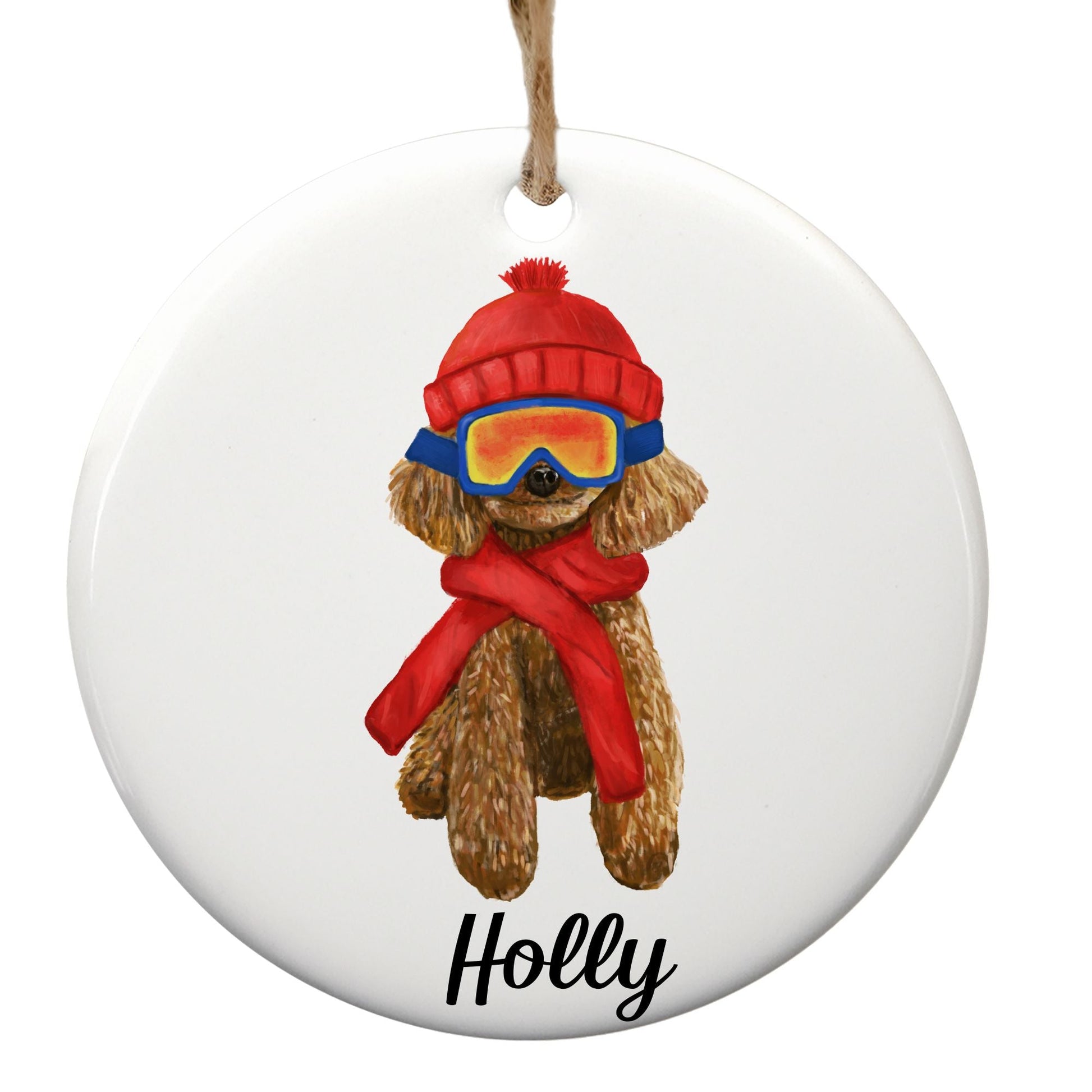 Ski Poodle Christmas Ornament - MerikaArt
