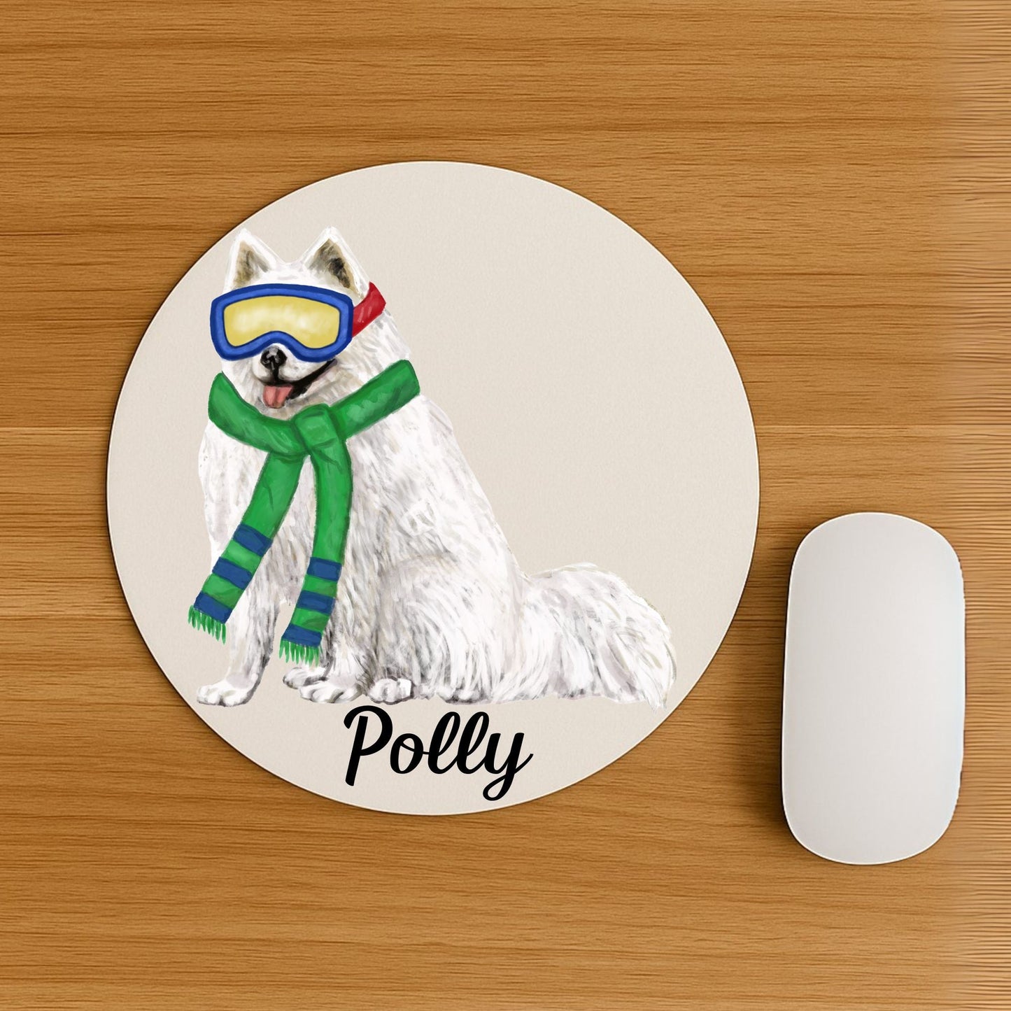 Ski Samoyed Dog Mousepad - MerikaArt