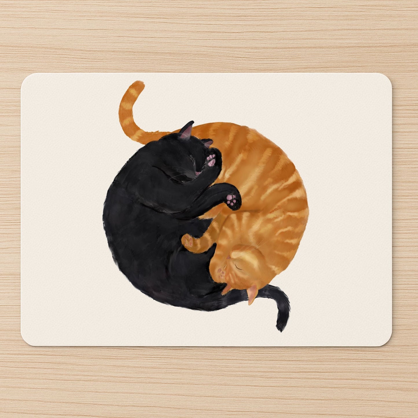 Sleeping Black and Orange Cats Mousepad - MerikaArt