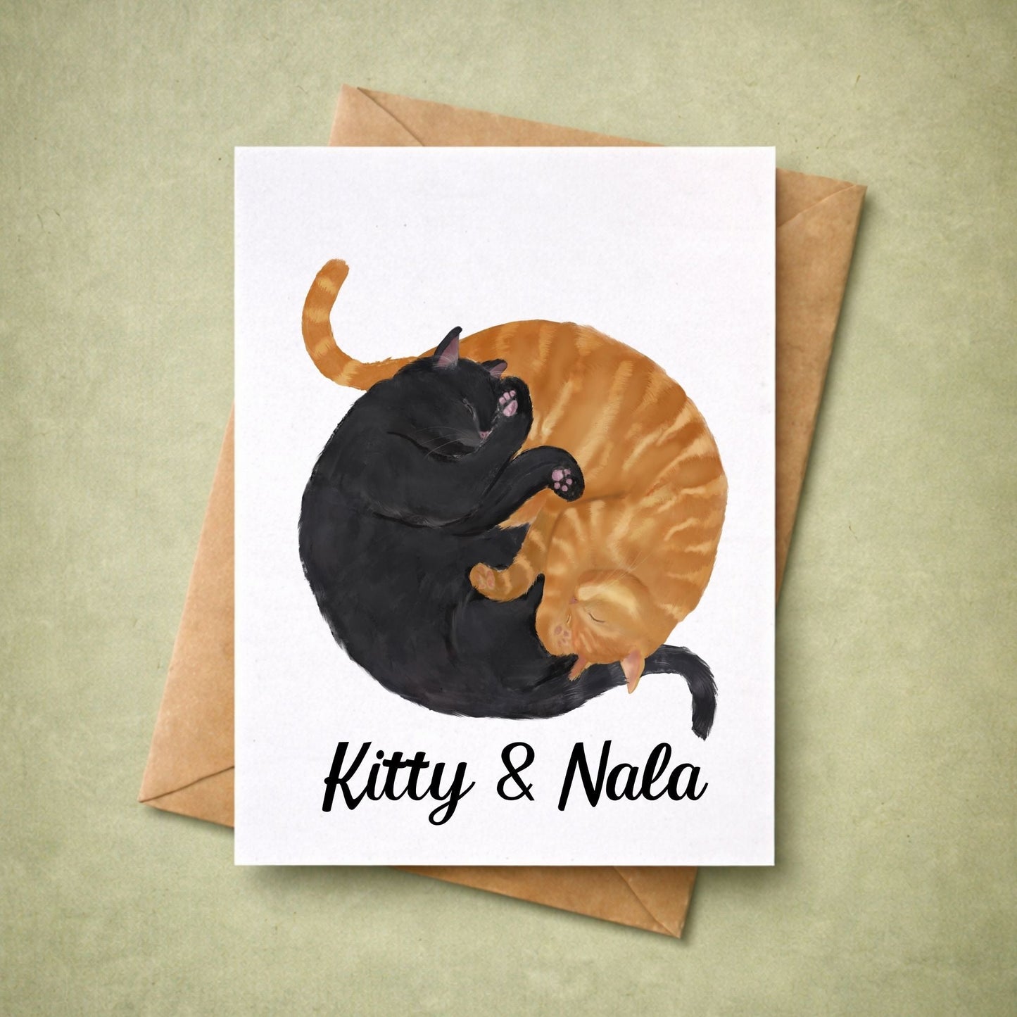 Sleeping Black And Orange Cats Postcard - MerikaArt