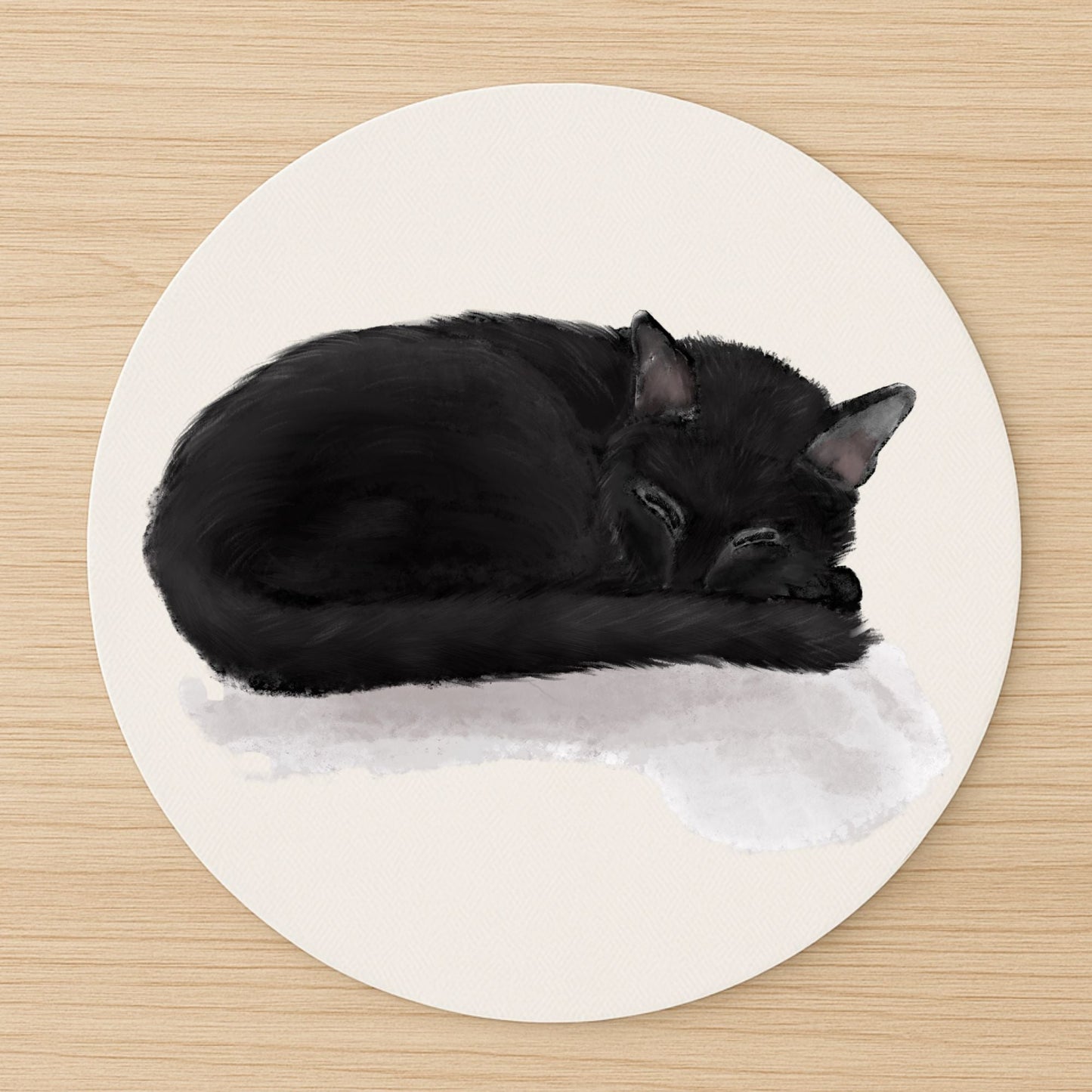 Sleeping Black Cat Mousepad - MerikaArt