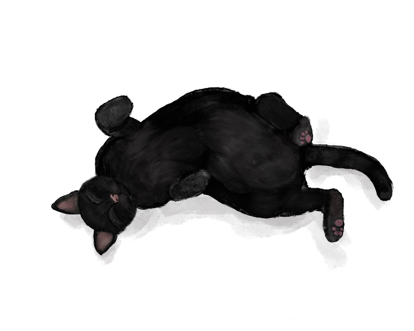 Sleeping Black Cat Print, Sleeping Cat Artwork, Sleeping Black Cat Art, Cat Illustration, Home Decor, Sleeping Cat Painting, Cat Lover - MerikaArt