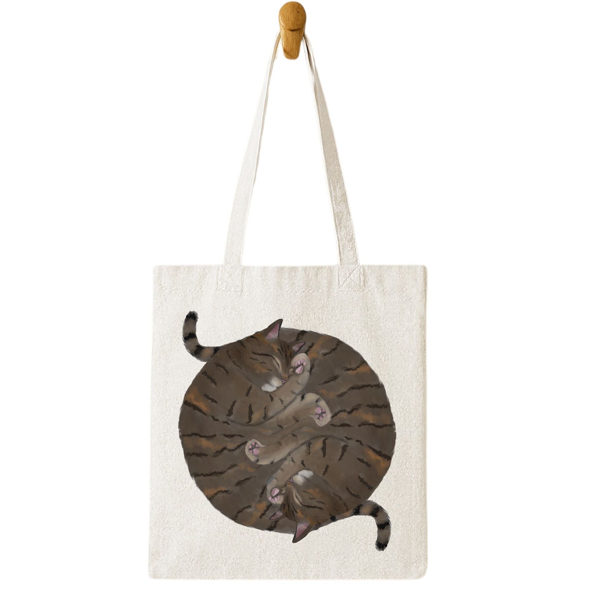Sleeping Brown Tabby Cats Canvas Tote Bag - MerikaArt