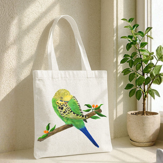 Sleeping Budgie Canvas Tote Bag - MerikaArt