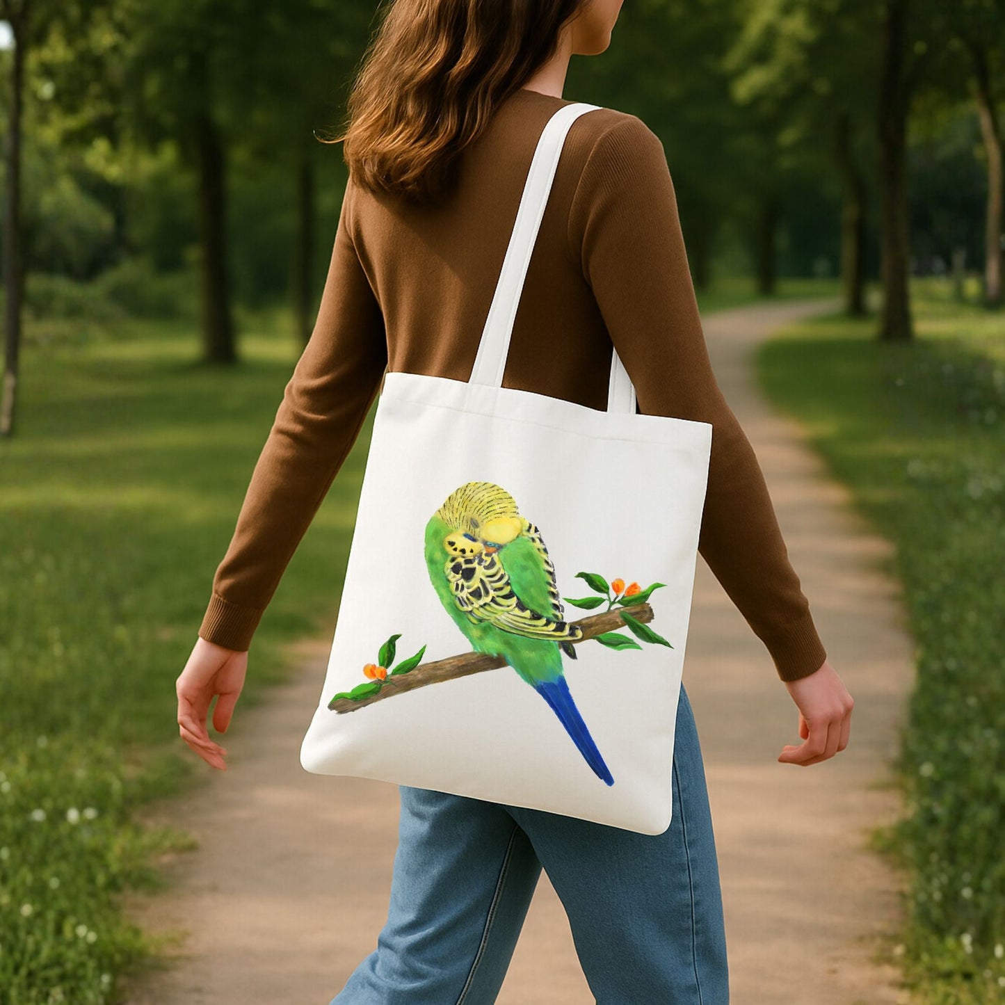 Sleeping Budgie Canvas Tote Bag - MerikaArt