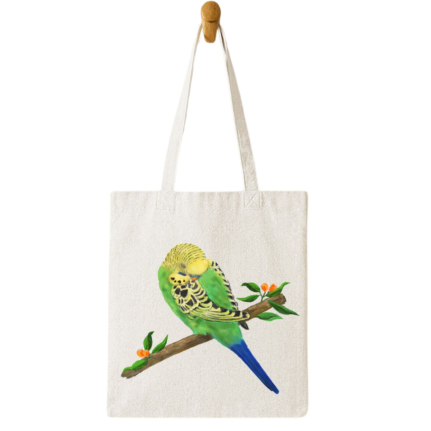 Sleeping Budgie Canvas Tote Bag - MerikaArt