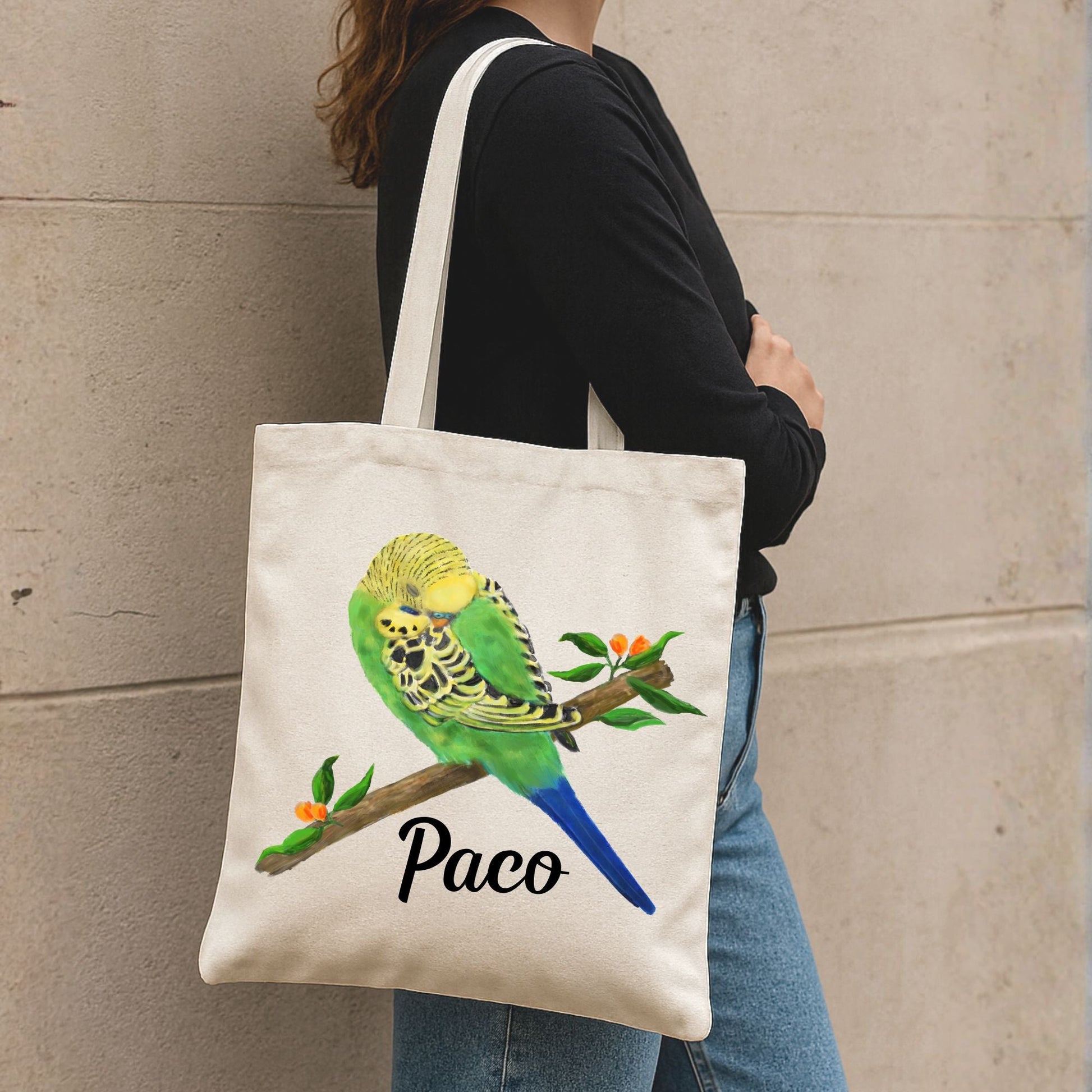 Sleeping Budgie Canvas Tote Bag - MerikaArt