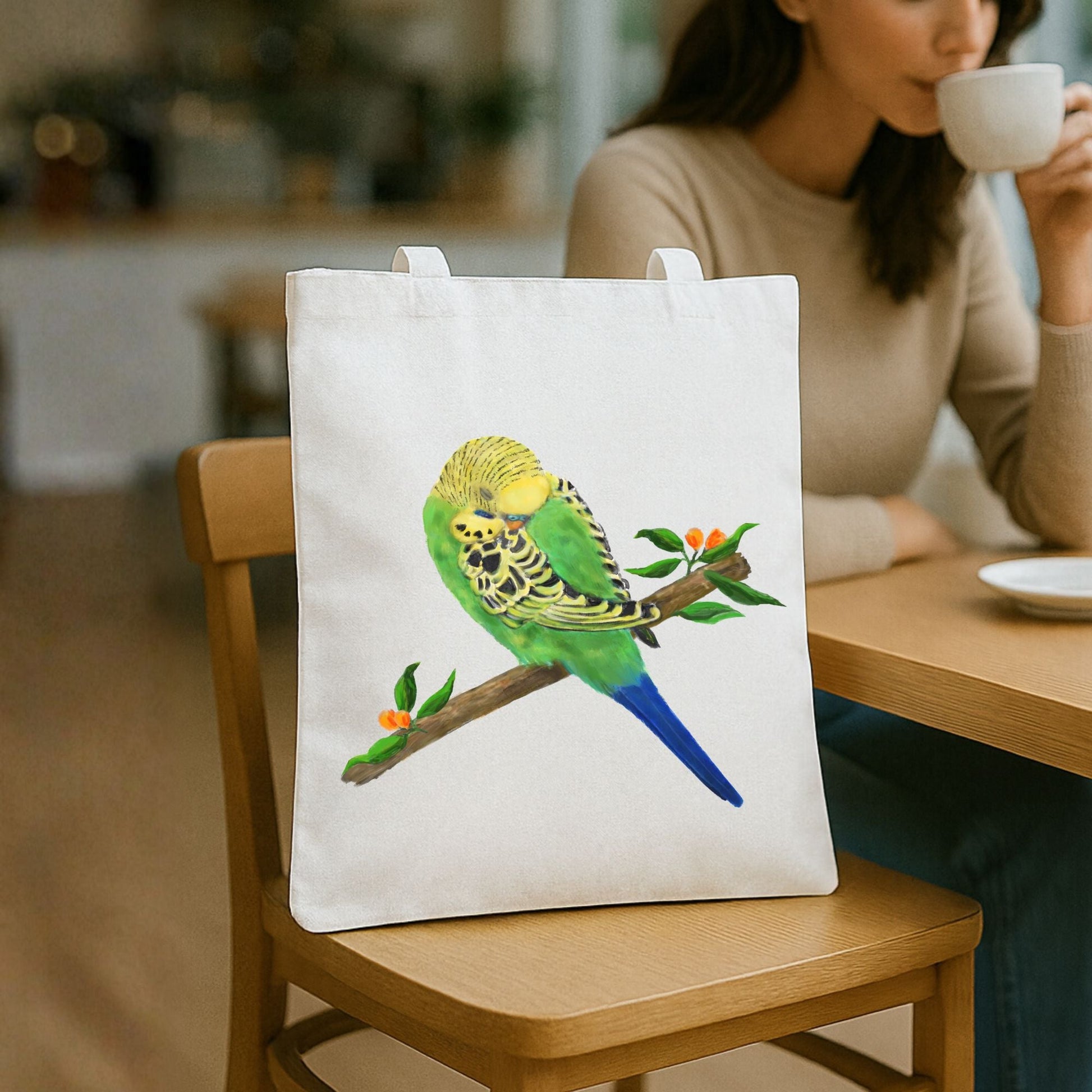Sleeping Budgie Canvas Tote Bag - MerikaArt