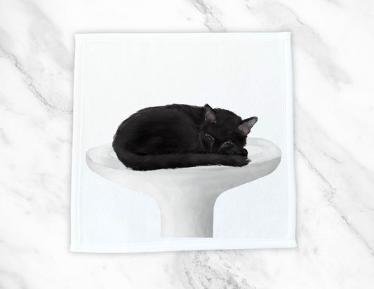 Sleeping Cat on Sink Washcloth - MerikaArt