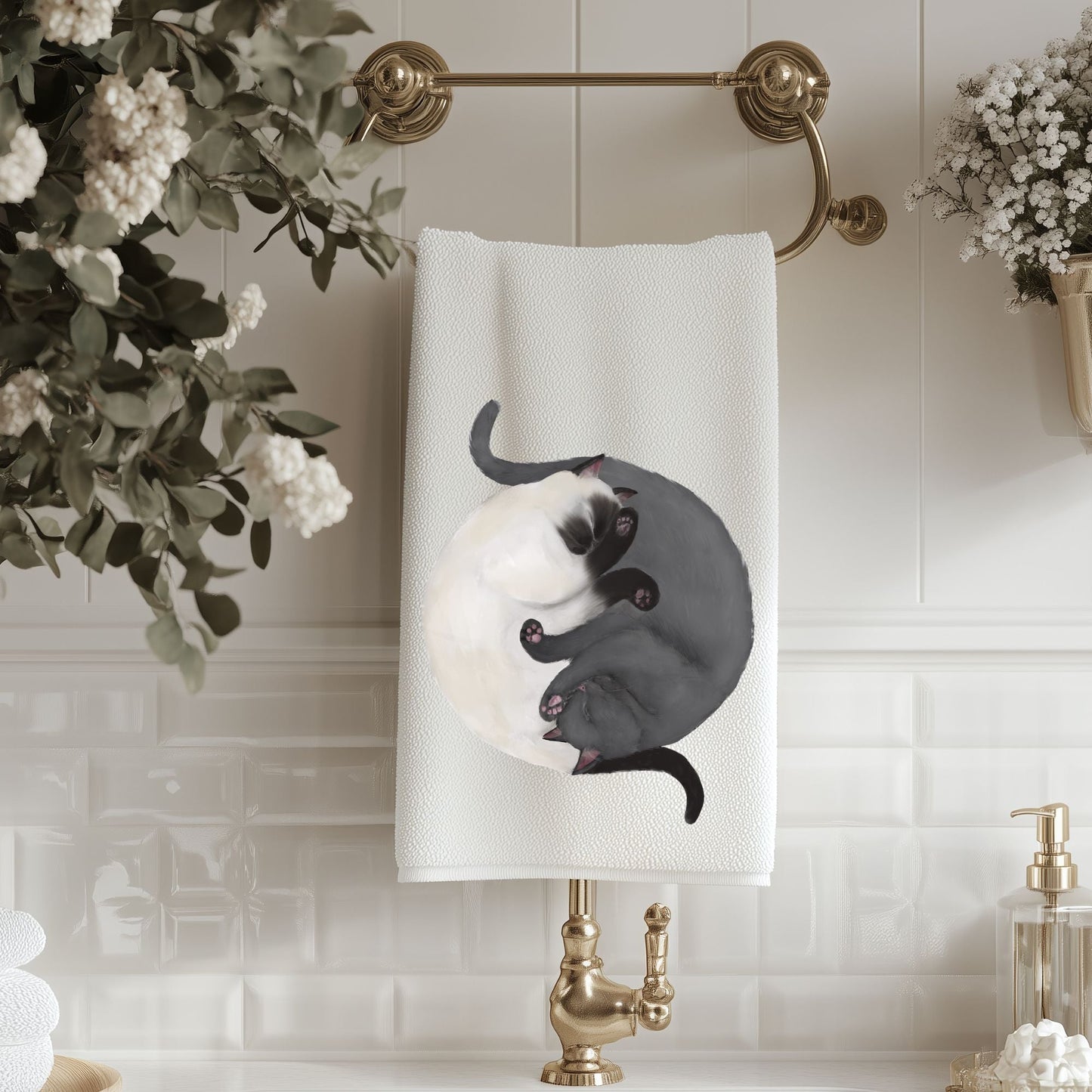 Sleeping Cats Bathroom Towel - MerikaArt