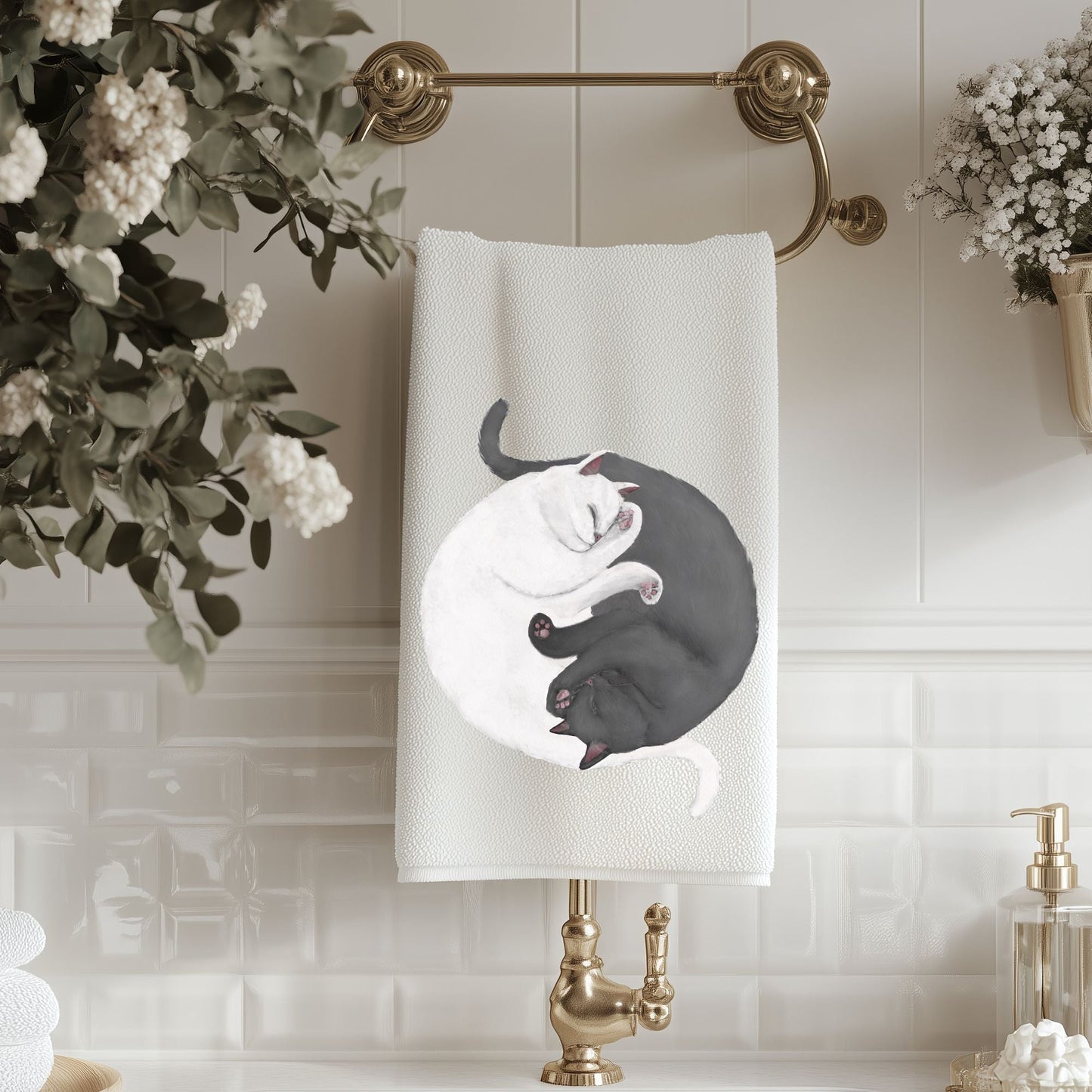 Sleeping Cats Bathroom Towel - MerikaArt