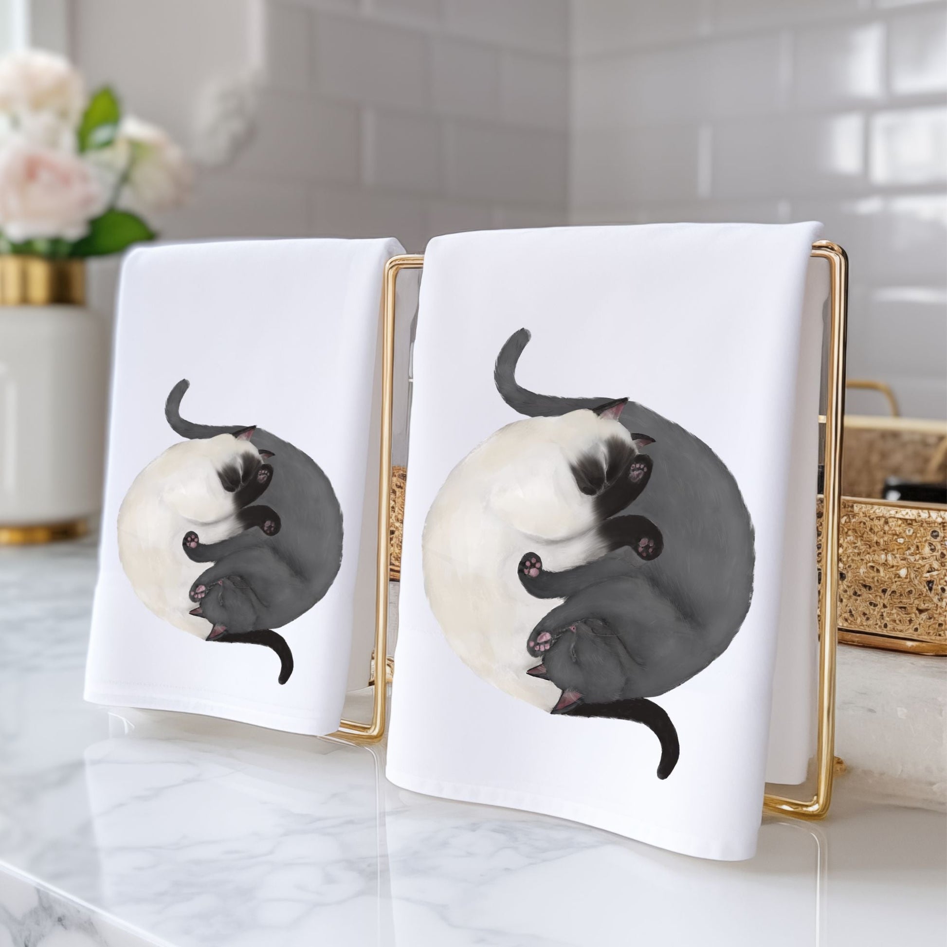 Sleeping Cats Bathroom Towel - MerikaArt