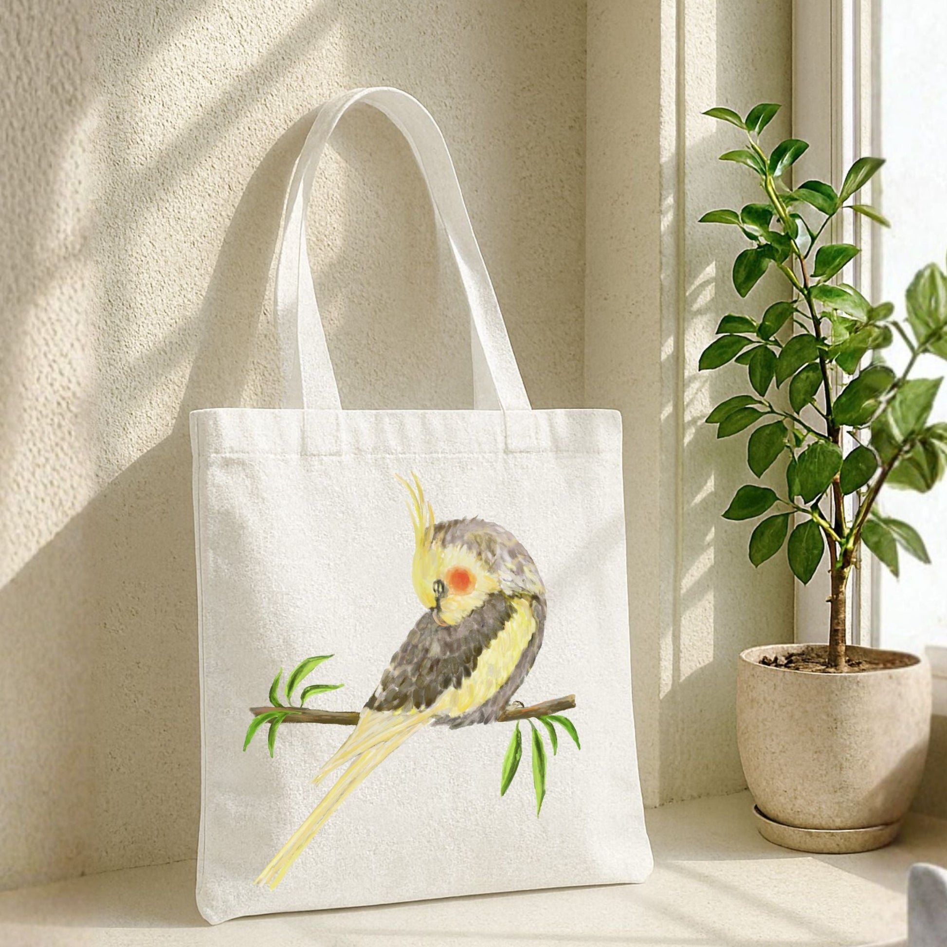 Sleeping Cockatiel Canvas Tote Bag - MerikaArt
