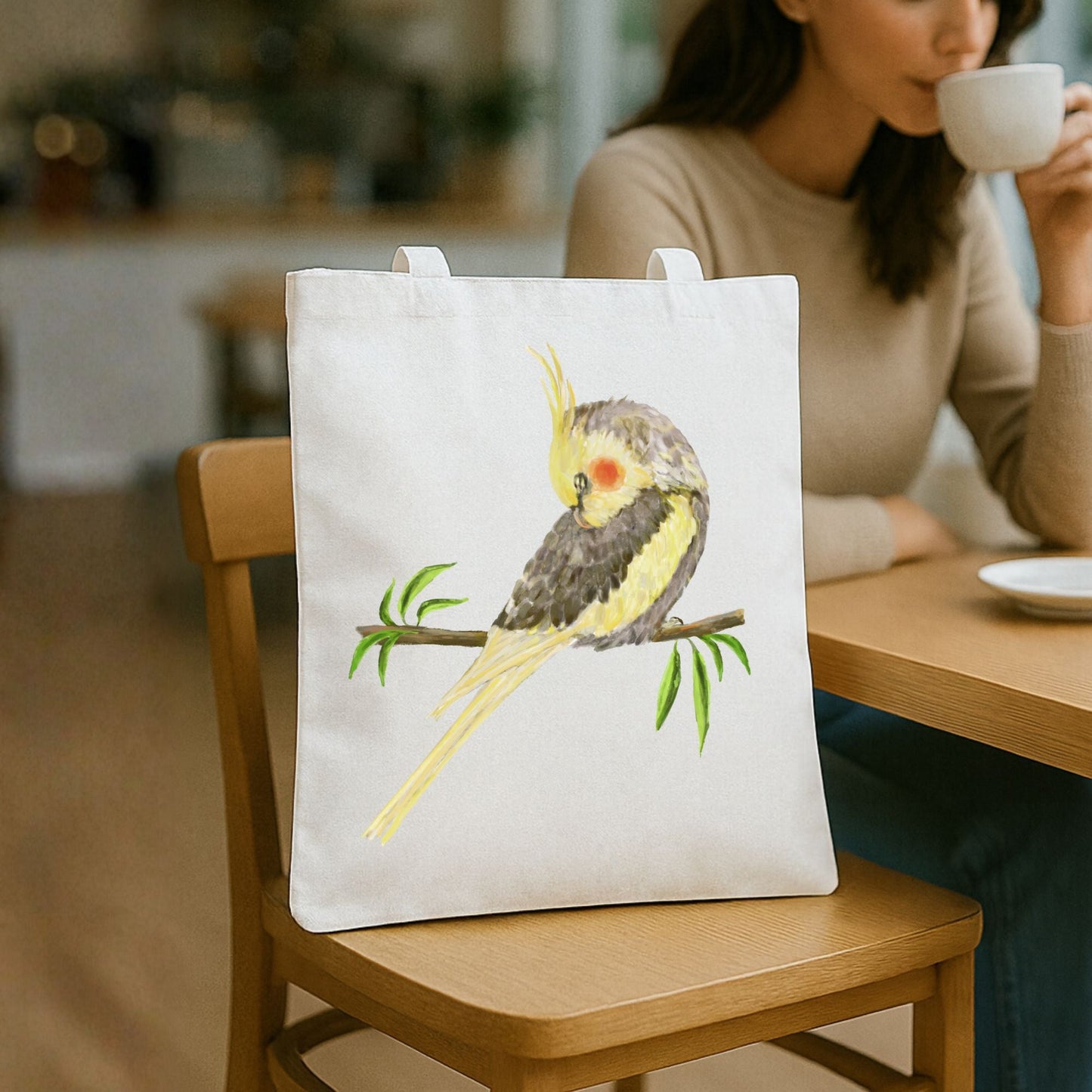 Sleeping Cockatiel Canvas Tote Bag - MerikaArt