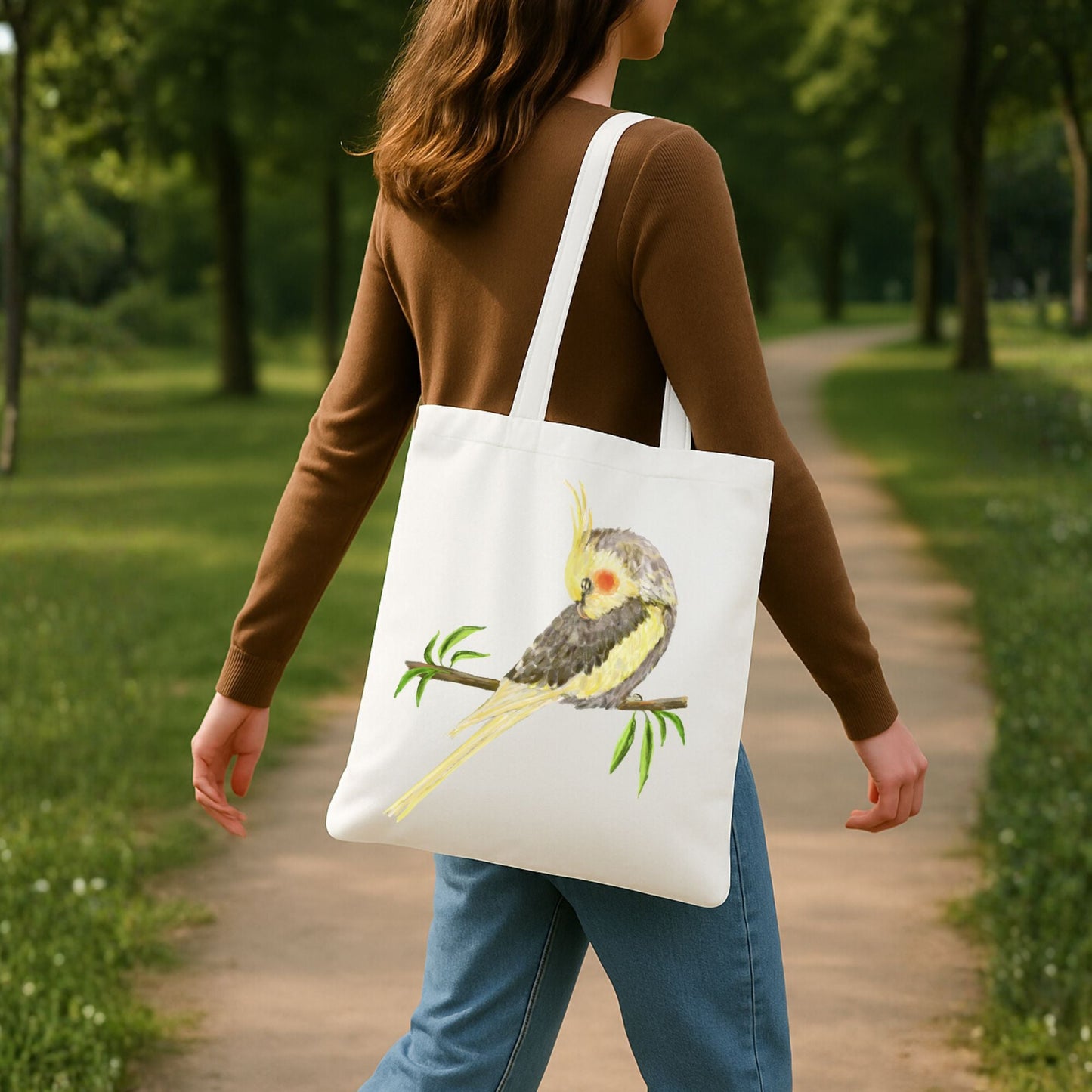 Sleeping Cockatiel Canvas Tote Bag - MerikaArt