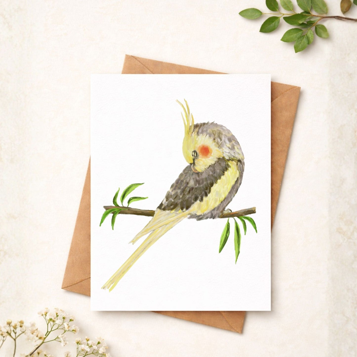 Sleeping Cockatiel Postcard - MerikaArt