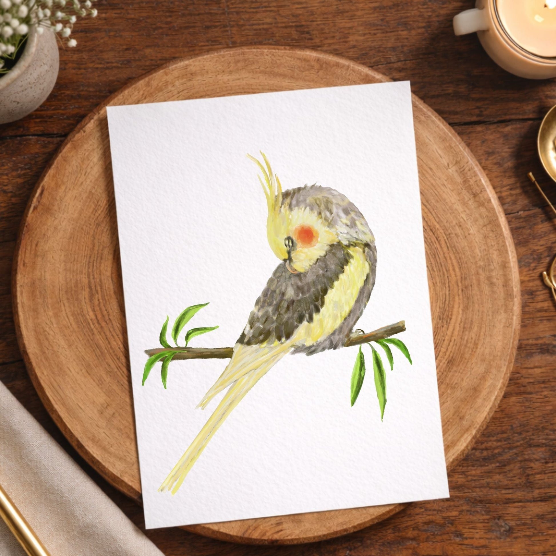Sleeping Cockatiel Postcard - MerikaArt