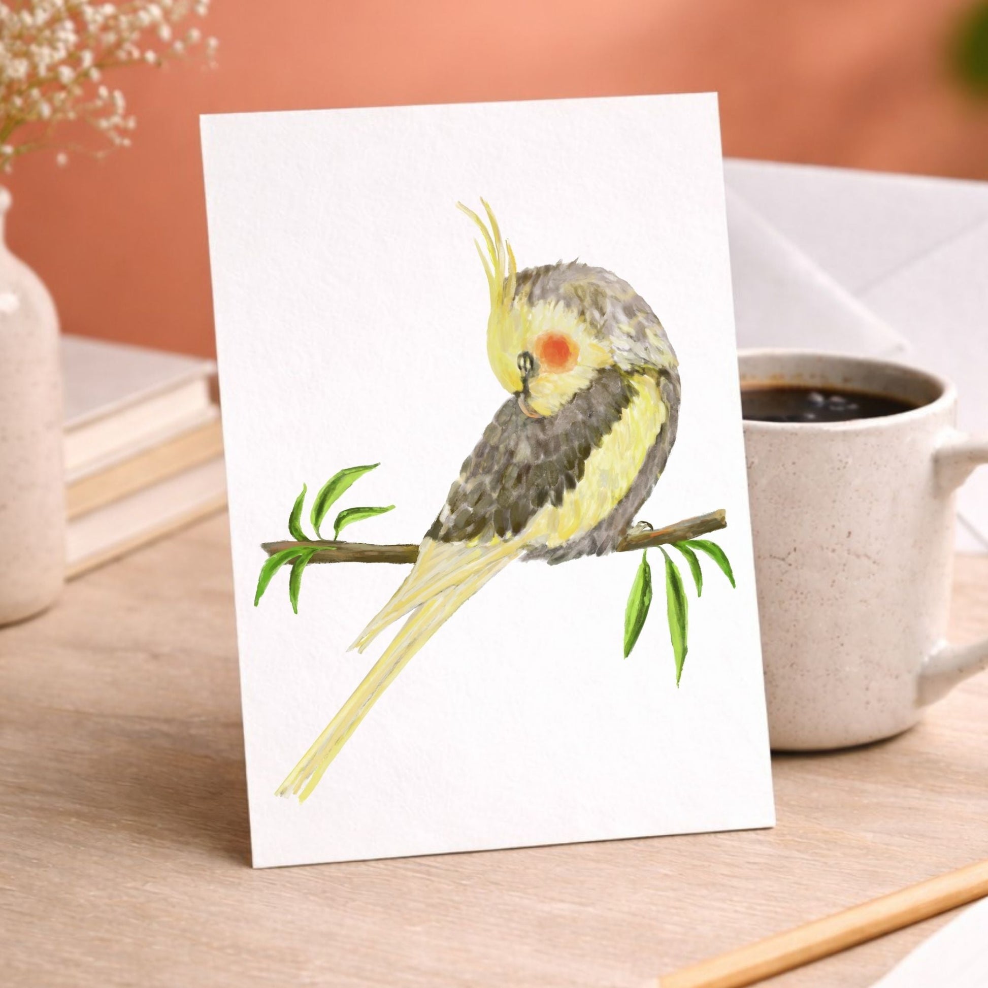 Sleeping Cockatiel Postcard - MerikaArt