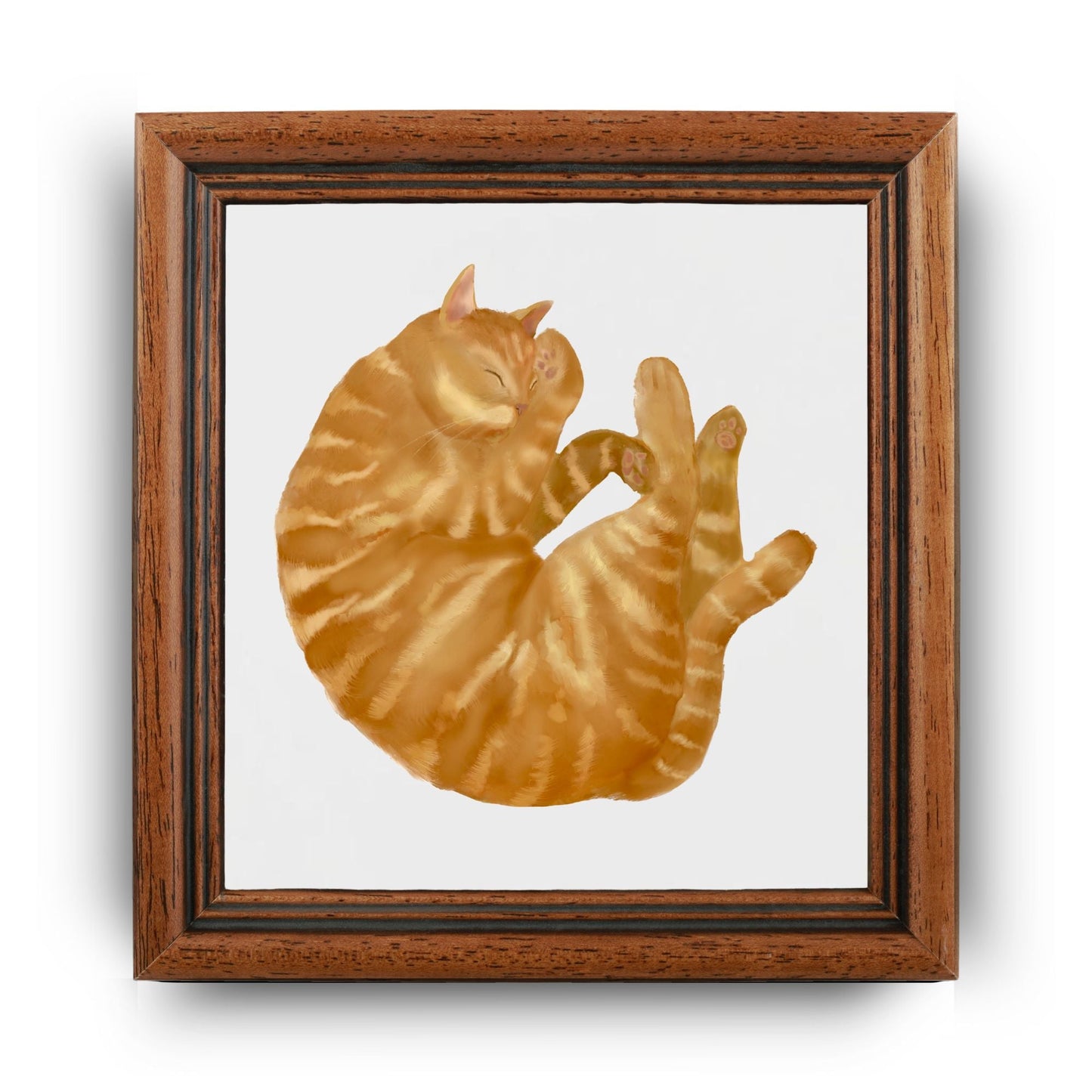 Sleeping Ginger Cat Ceramic Tile - MerikaArt