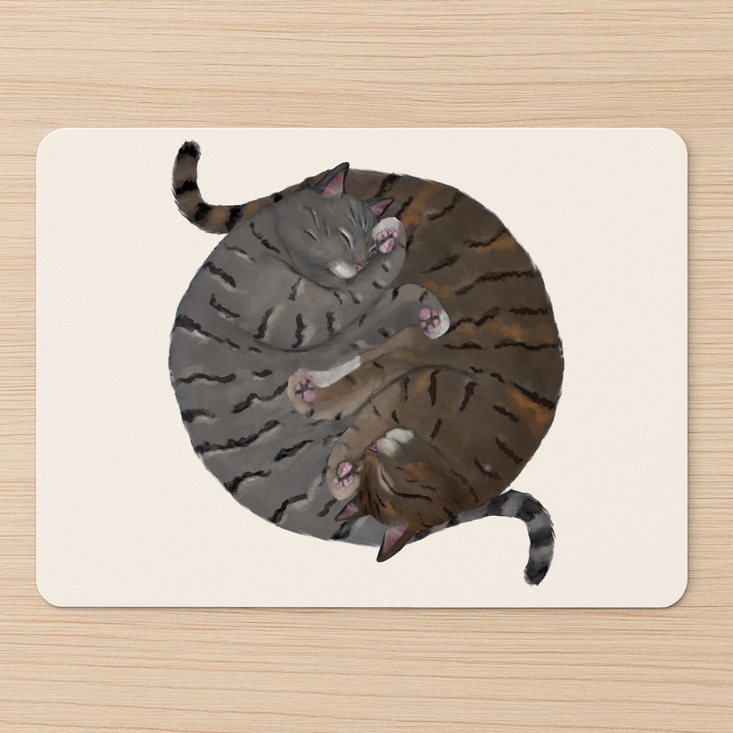 Sleeping Gray and Brown Tabby Cats Mousepad - MerikaArt