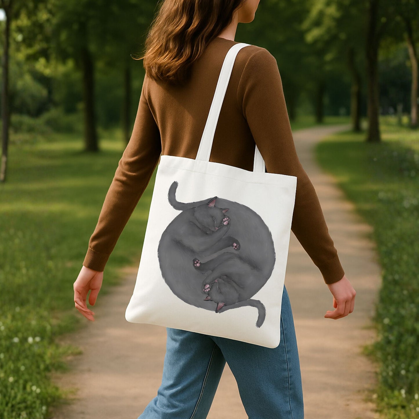 Sleeping Gray Cats Canvas Tote Bag - MerikaArt