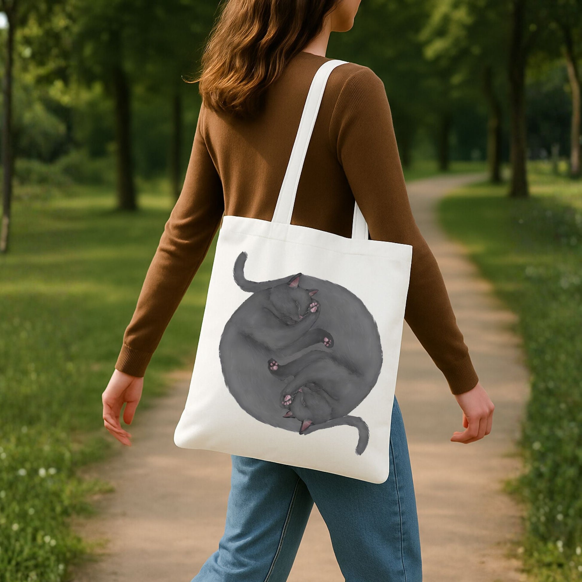 Sleeping Gray Cats Canvas Tote Bag - MerikaArt