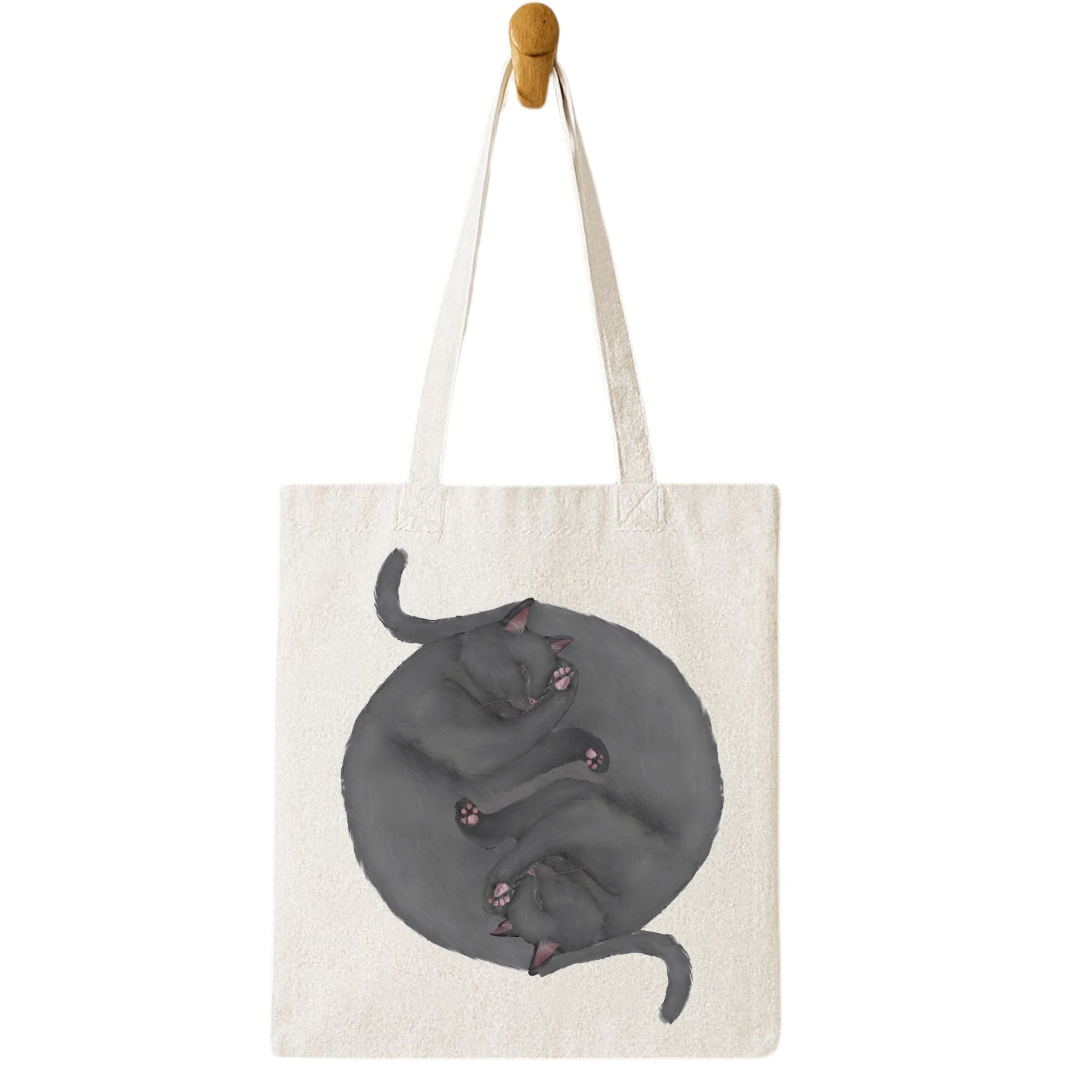 Sleeping Gray Cats Canvas Tote Bag - MerikaArt