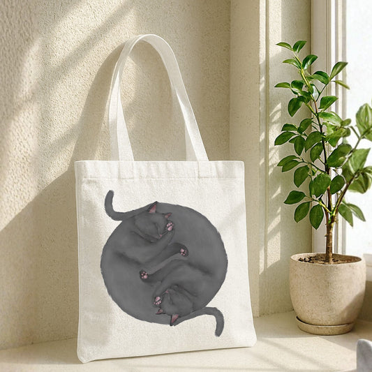 Sleeping Gray Cats Canvas Tote Bag - MerikaArt