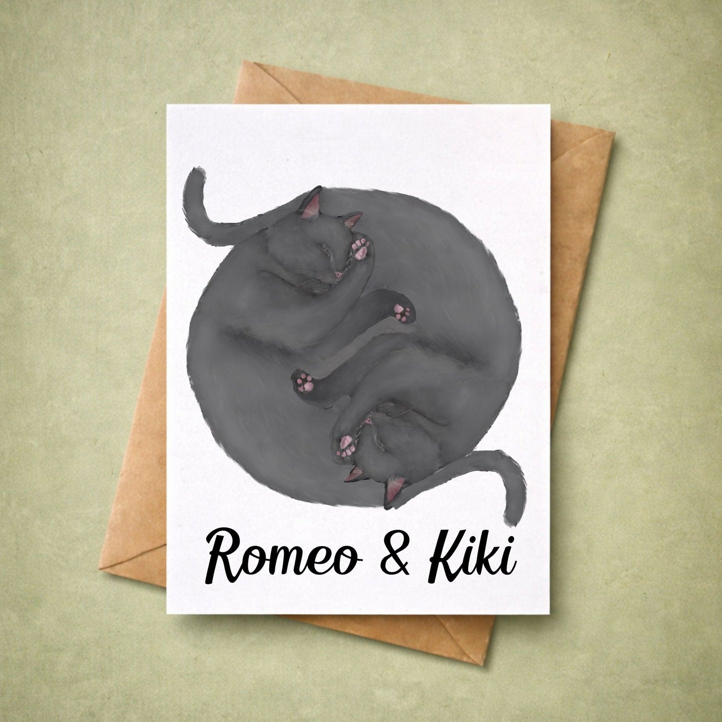 Sleeping Gray Cats Postcard - MerikaArt