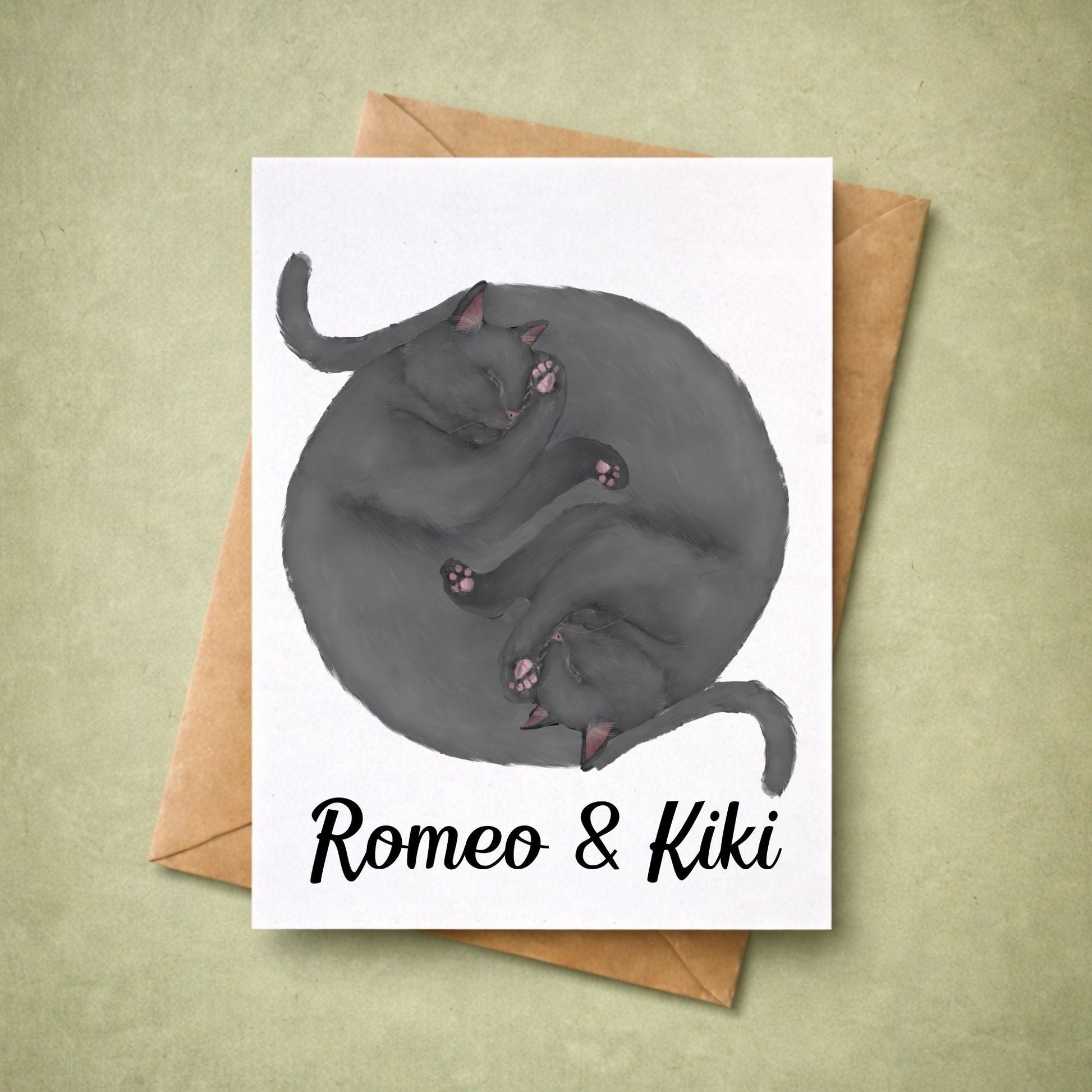 Sleeping Gray Cats Postcard - MerikaArt