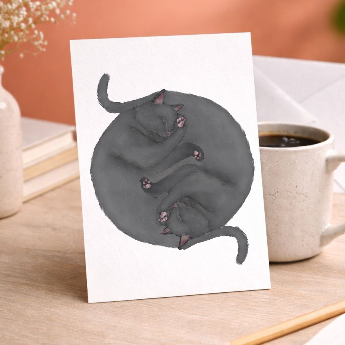 Sleeping Gray Cats Postcard - MerikaArt