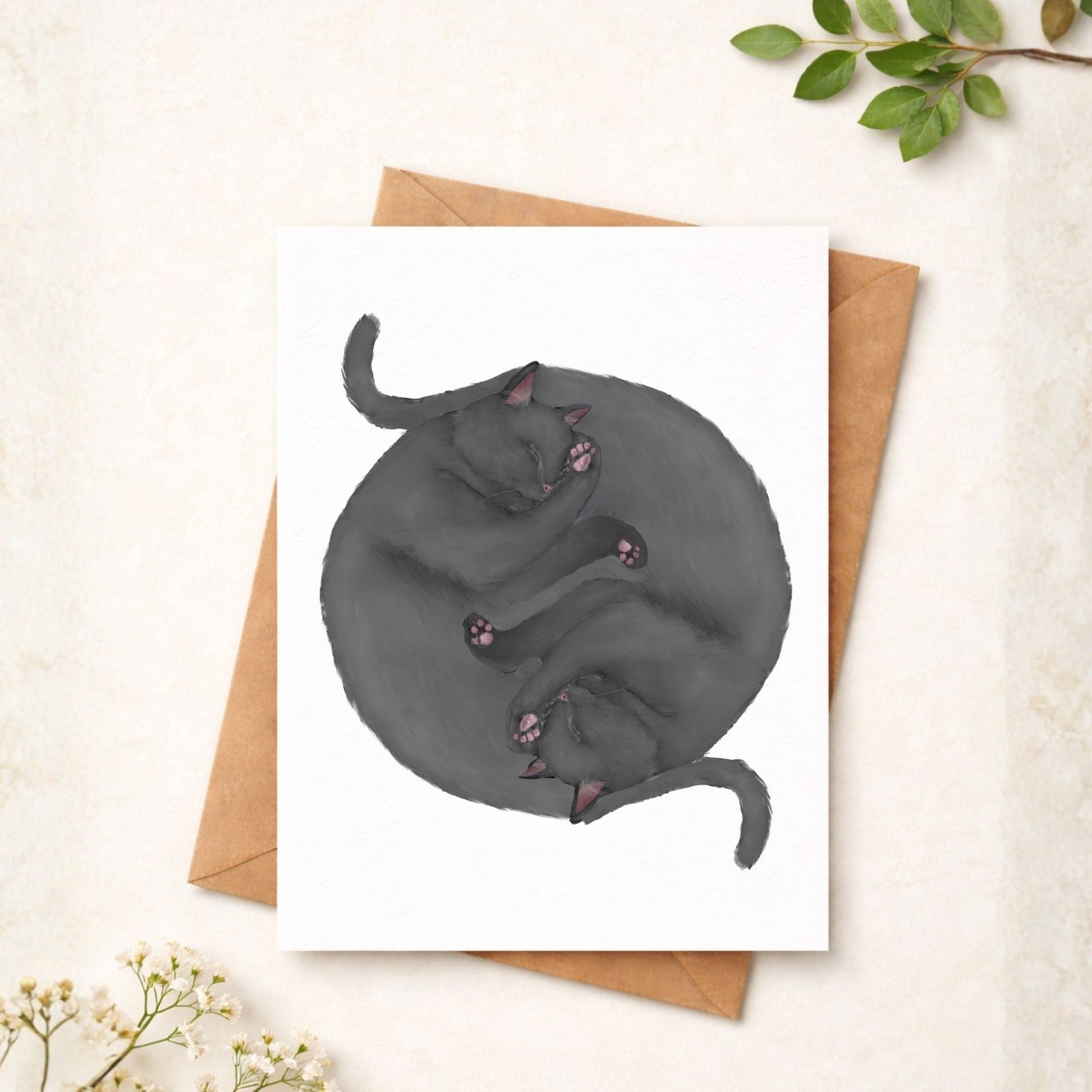Sleeping Gray Cats Postcard - MerikaArt