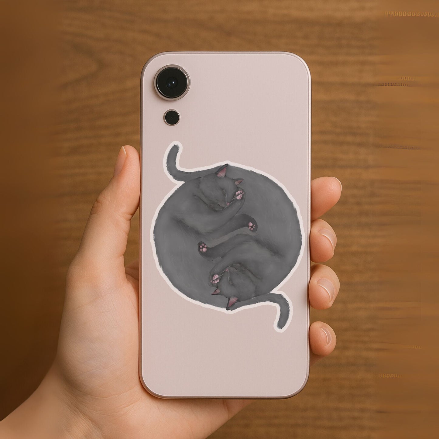 Sleeping Gray Cats Vinyl Sticker - MerikaArt