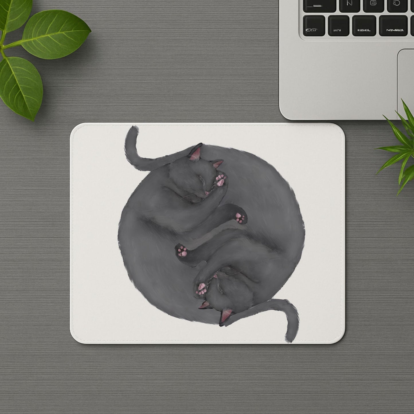 Sleeping Grey Cats Mousepad - MerikaArt