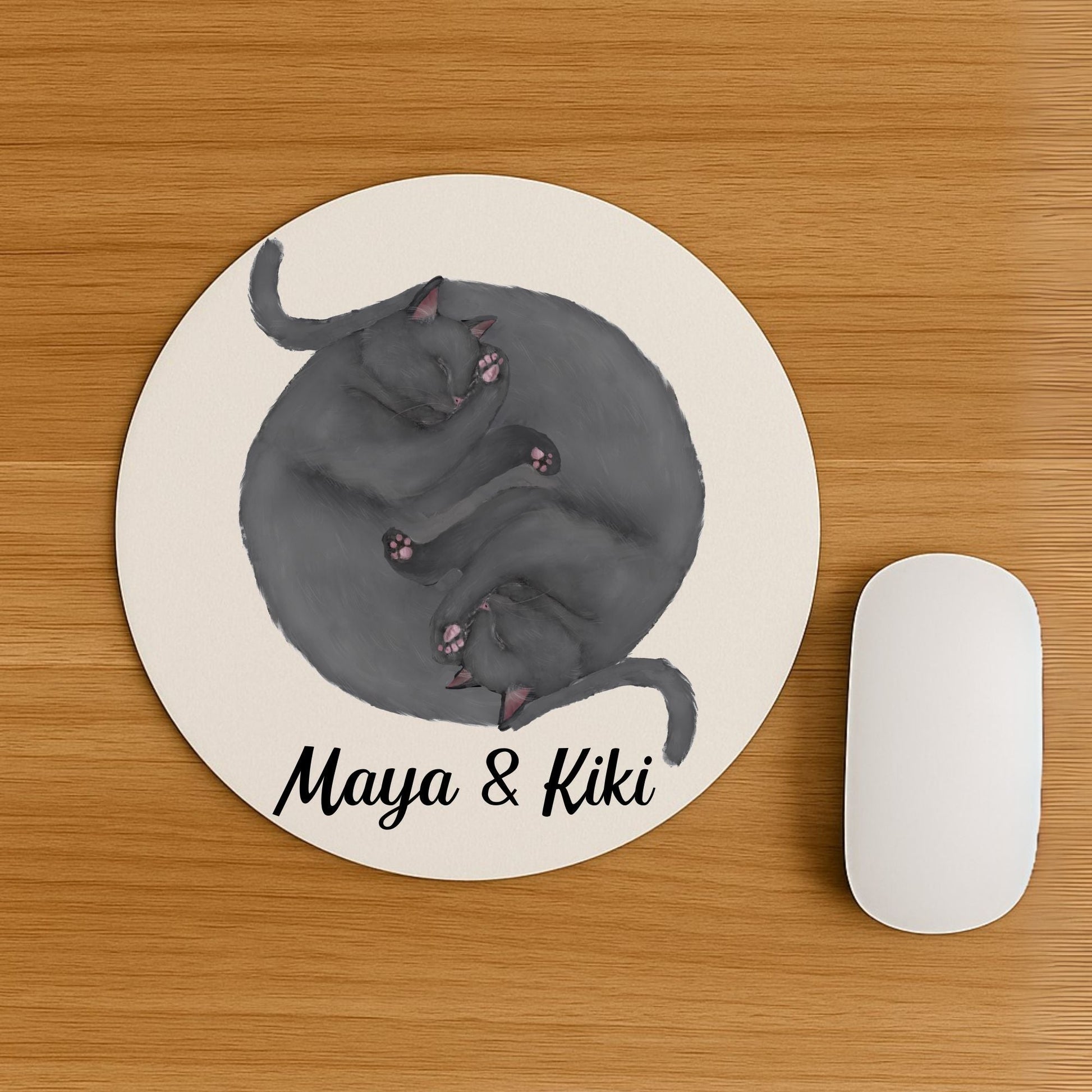 Sleeping Grey Cats Mousepad - MerikaArt