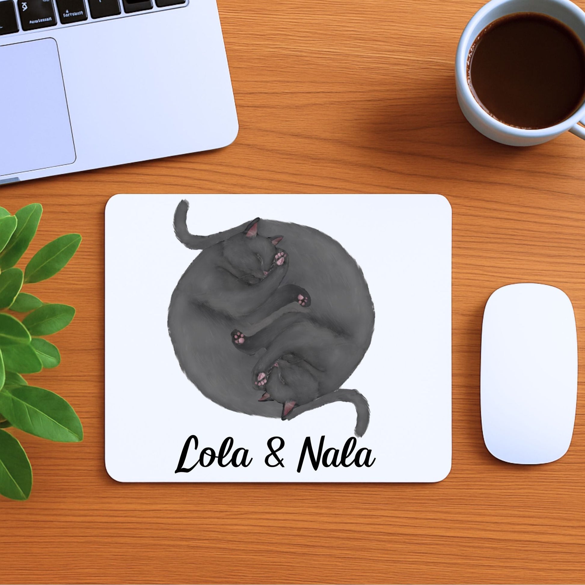 Sleeping Grey Cats Mousepad - MerikaArt