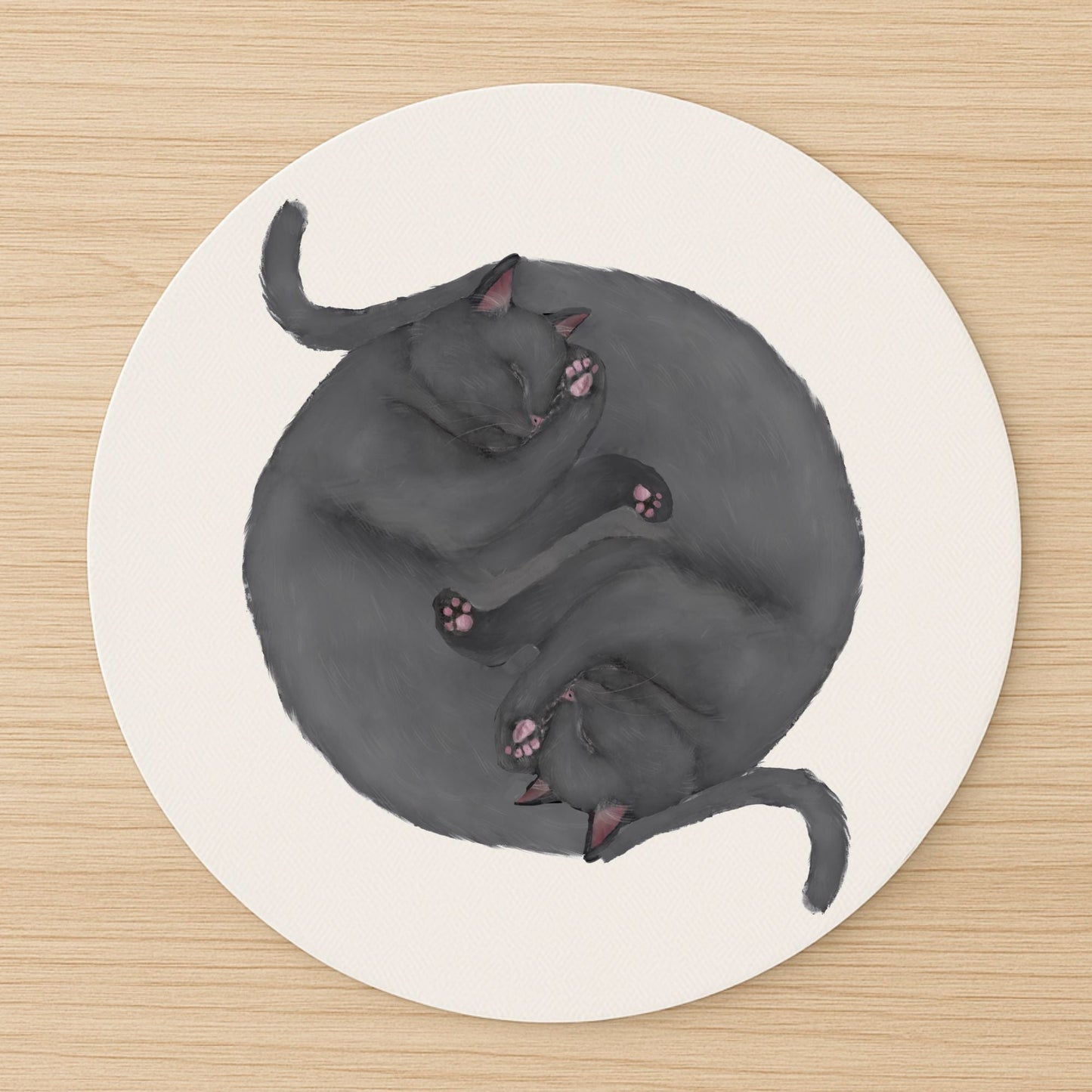 Sleeping Grey Cats Mousepad - MerikaArt