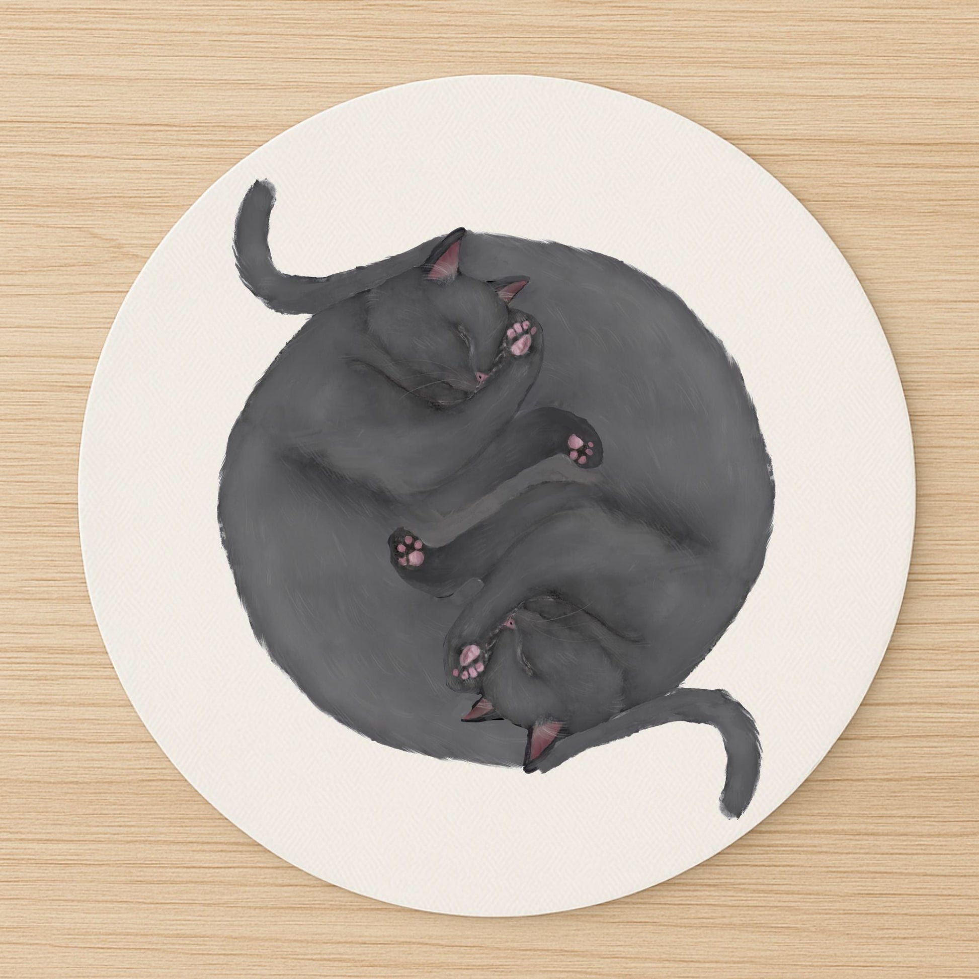 Sleeping Grey Cats Mousepad - MerikaArt