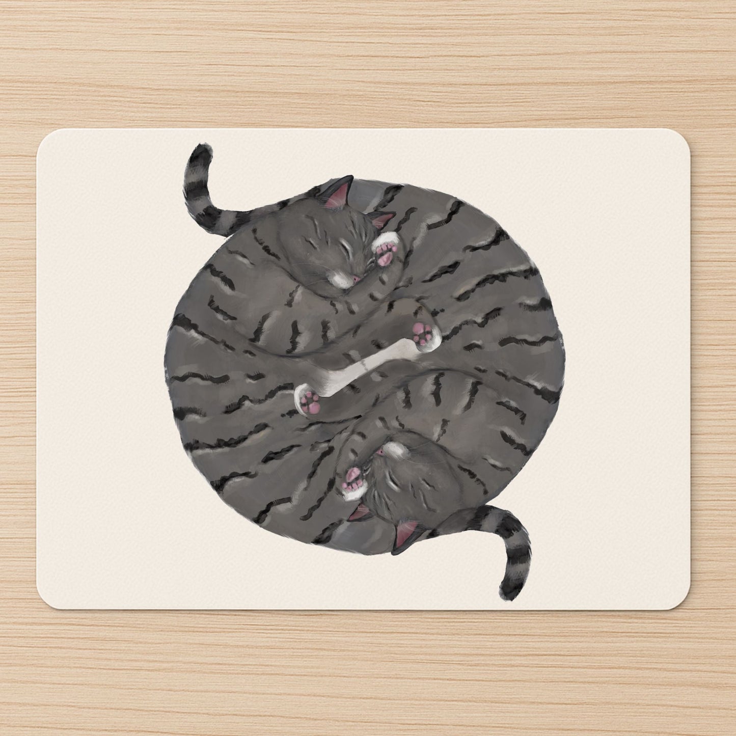 Sleeping Grey Tabby Cats Mousepad - MerikaArt