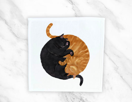 Sleeping Orange and Black Cats Washcloth - MerikaArt