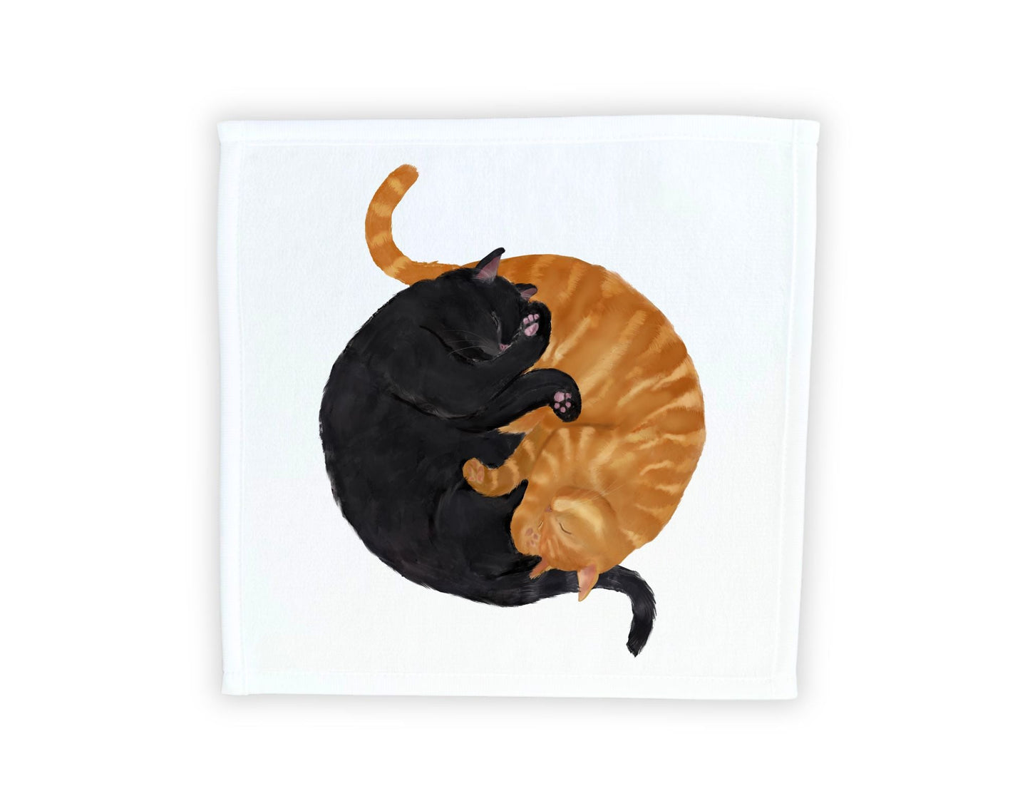 Sleeping Orange and Black Cats Washcloth - MerikaArt