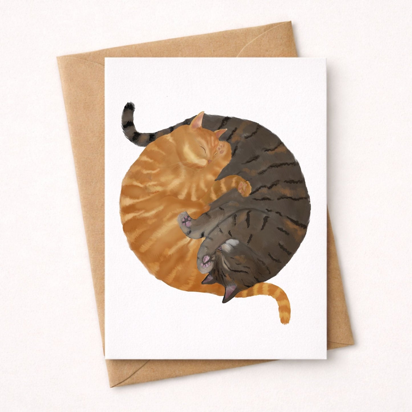 Sleeping Orange And Brown Tabby Cats Postcard - MerikaArt